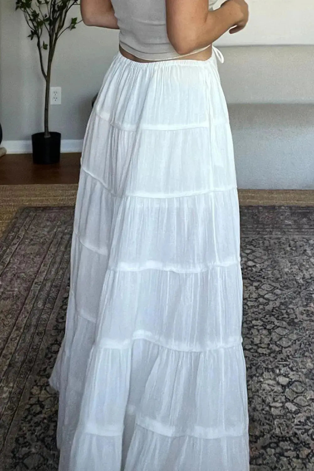 Boho Tiered Maxi Skirt with Drawstring Waist - Be Bliss Boutique