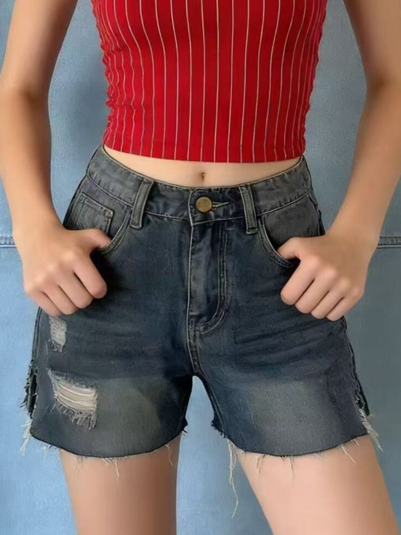 Distressed Denim Shorts - Be Bliss Boutique