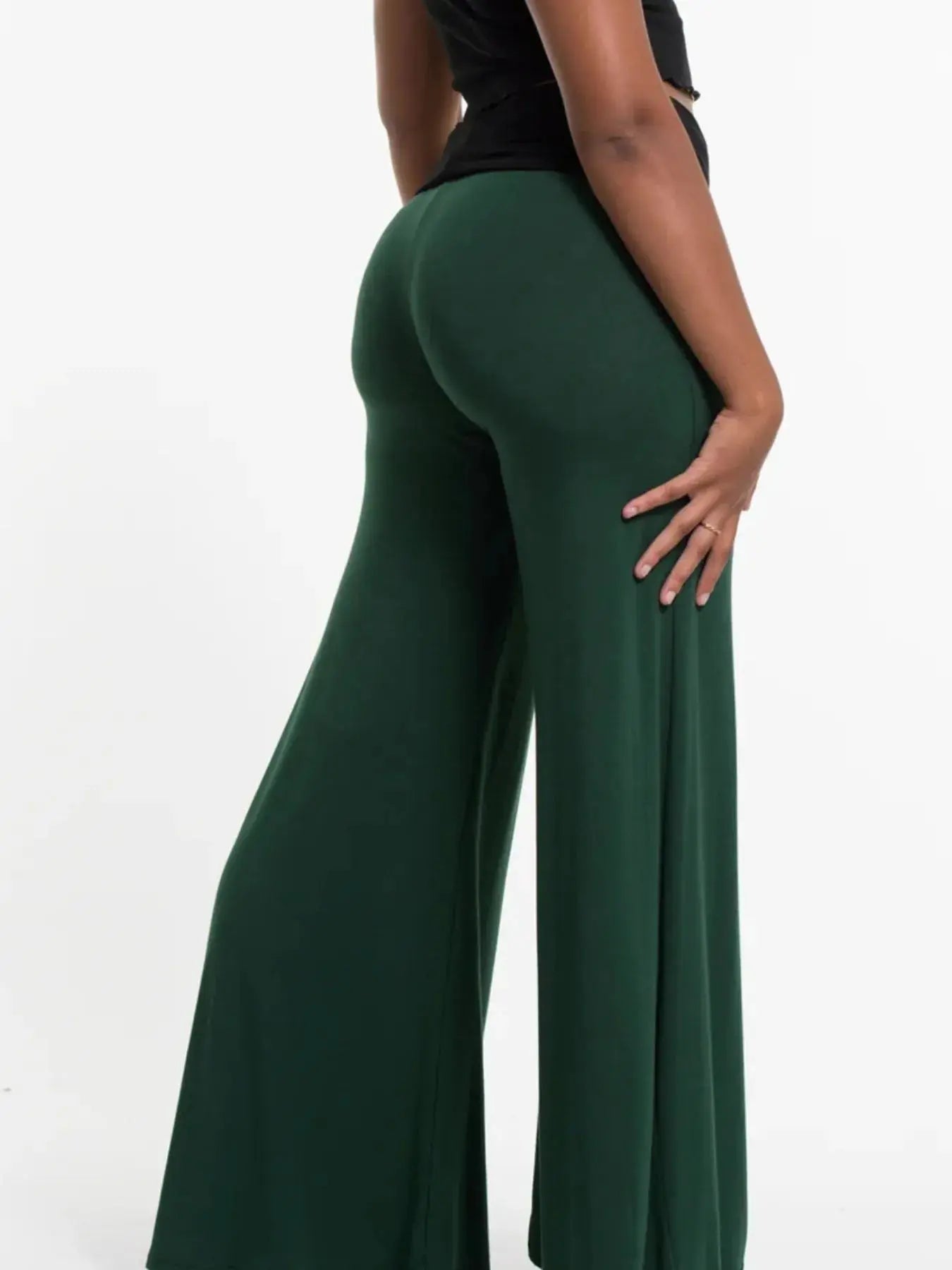 High Waisted Wide Leg Yoga Pants with Contrast Waistband - Be Bliss Boutique