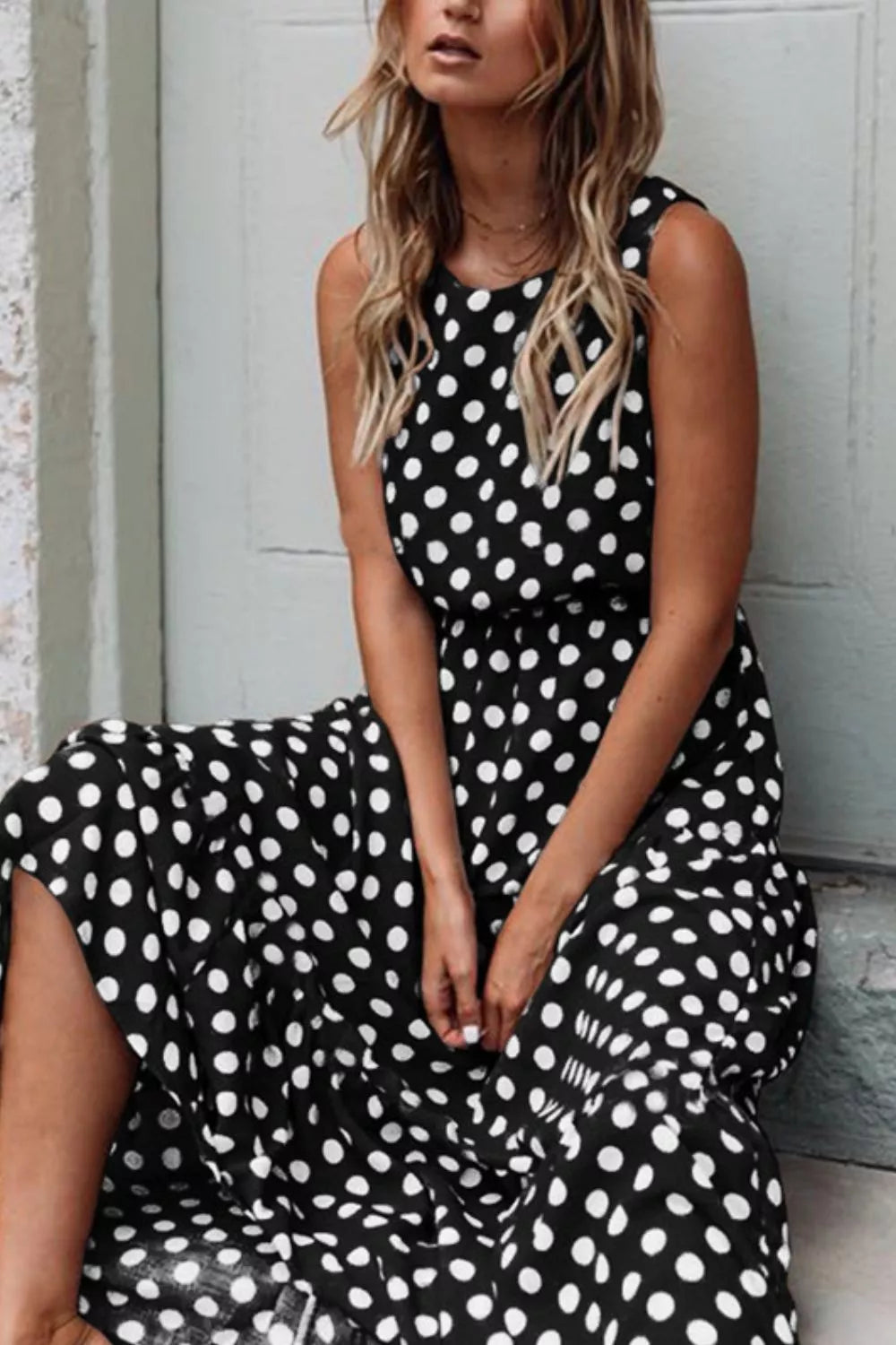 Polka Dot Sleeveless Casual Dress - Be Bliss Boutique