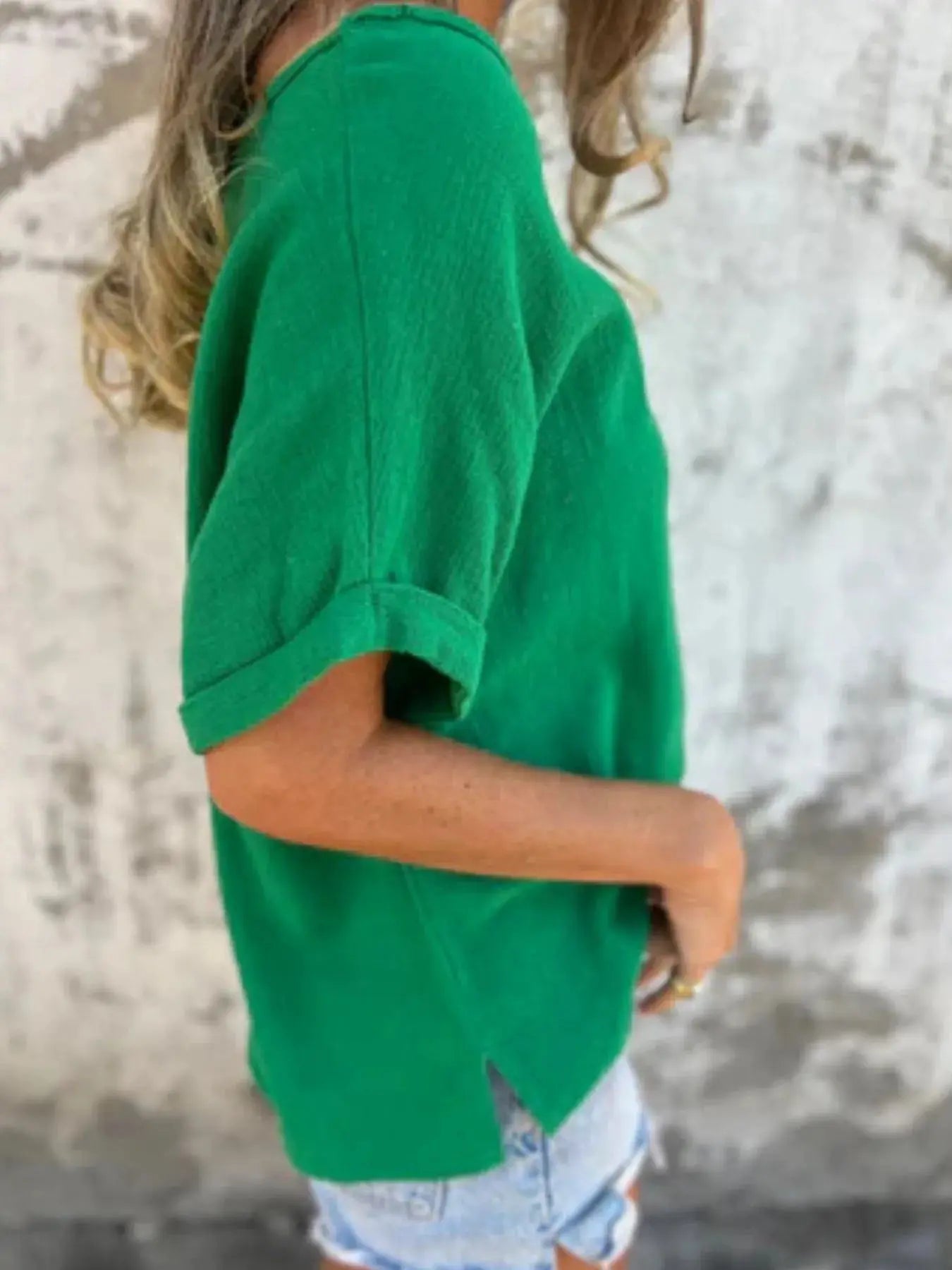 Full Size Relaxed Fit Rolled Sleeve T Shirt - Be Bliss Boutique