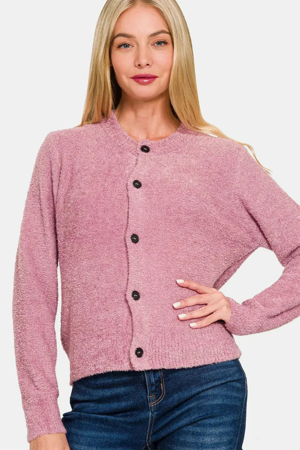 Zenana Button Down Long Sleeve Cardigan Sweater - Be Bliss Boutique