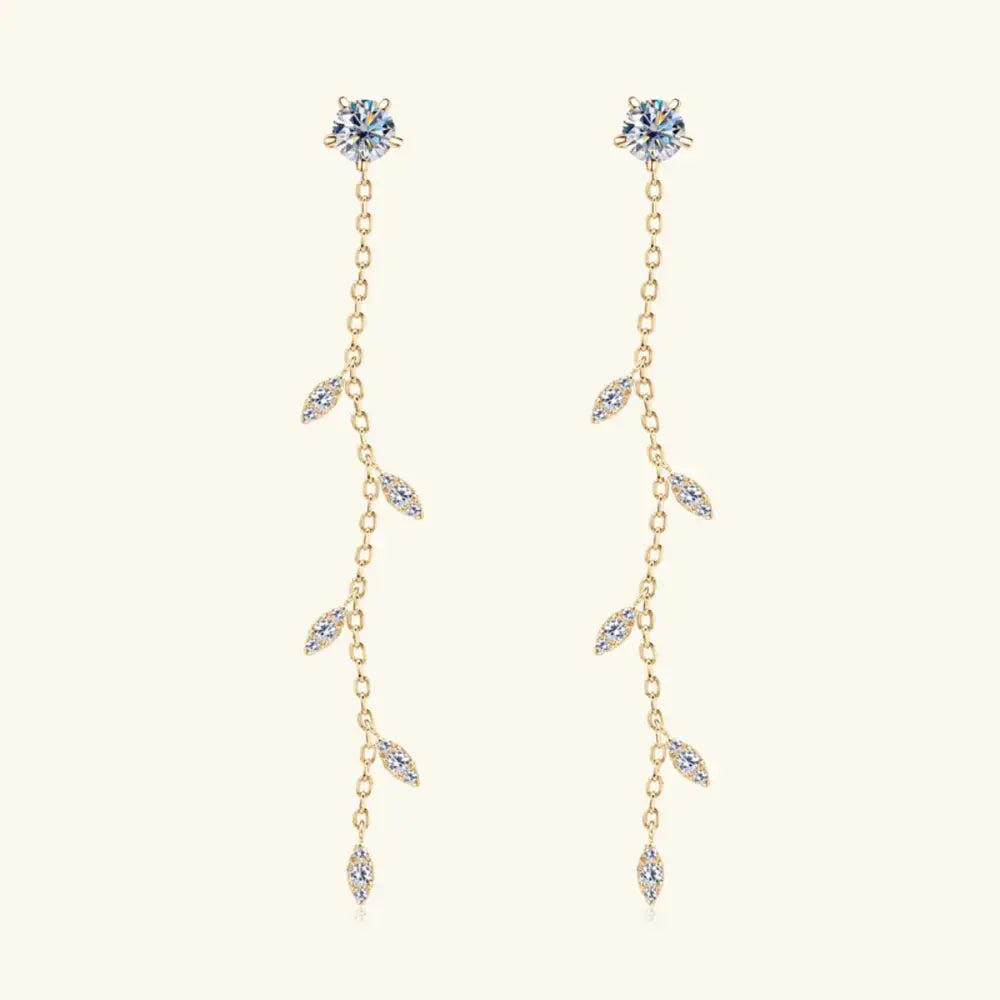 1.38 Carat Leaf Moissanite Drop Earrings in 925 Sterling Silver - Be Bliss Boutique