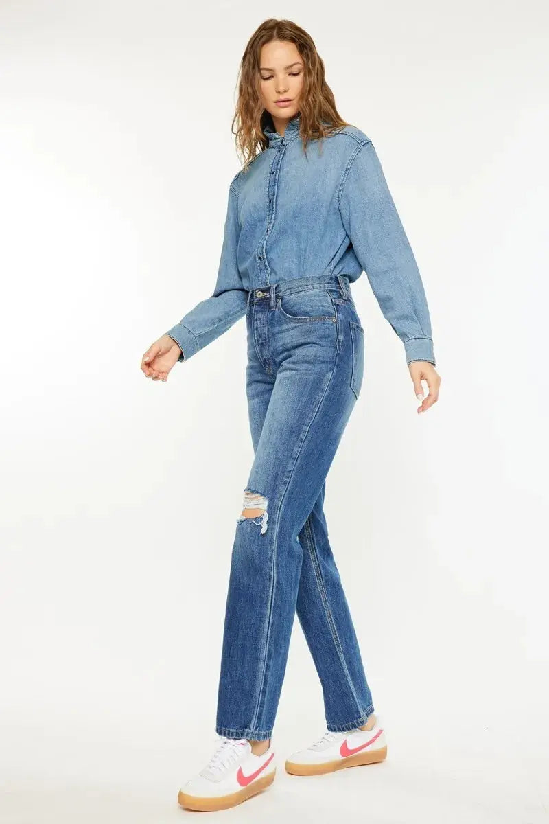 Ultra High Rise 90's Kancan Boyfriend Jeans - Be Bliss Boutique