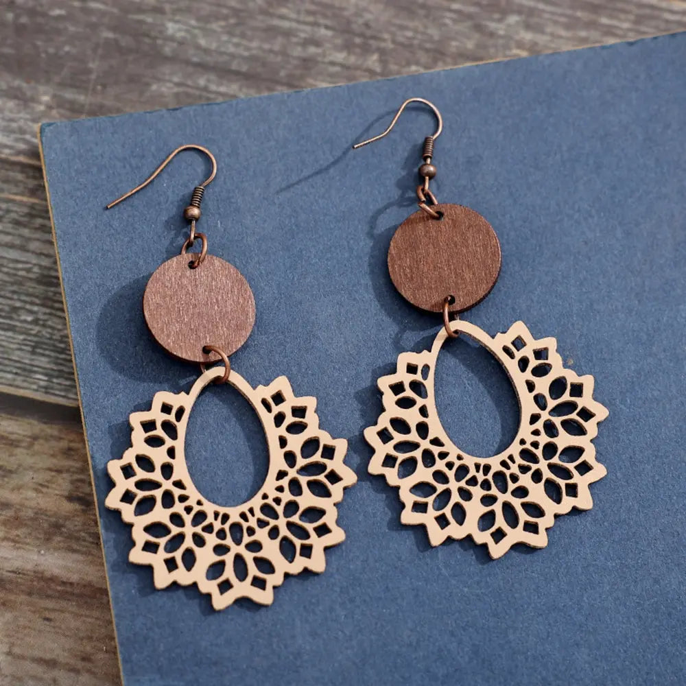 Boho Mandala Geometric Cutout Dangle Earrings - Be Bliss Boutique