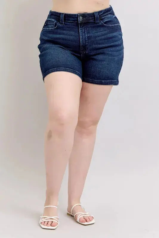 Judy Blue Jeans - Plus Size High Waist Back Flap Pocket Denim Shorts - Be Bliss Boutique