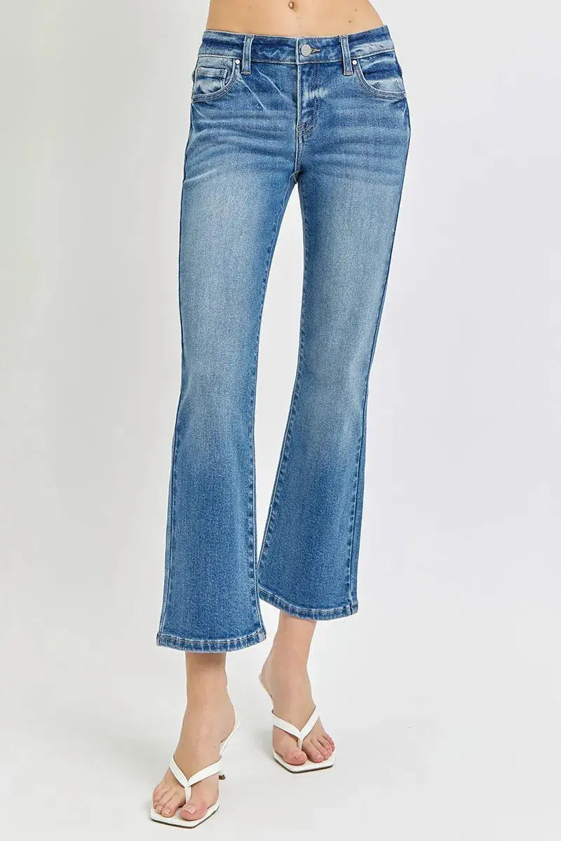Full/Plus Size Low Rise Crop Flare RISEN Jeans - Be Bliss Boutique