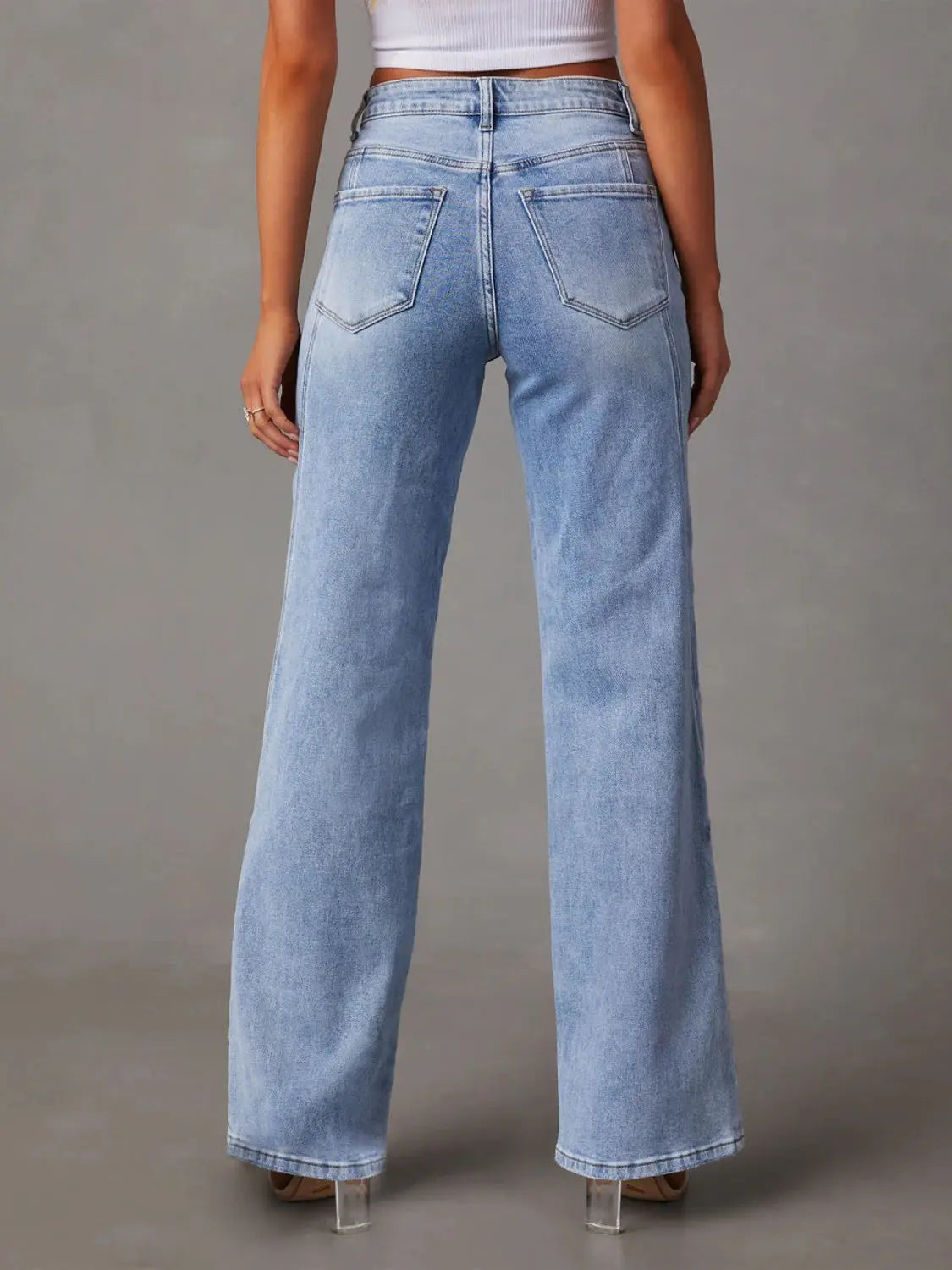 High Waist Straight Jeans with Pockets - Be Bliss Boutique