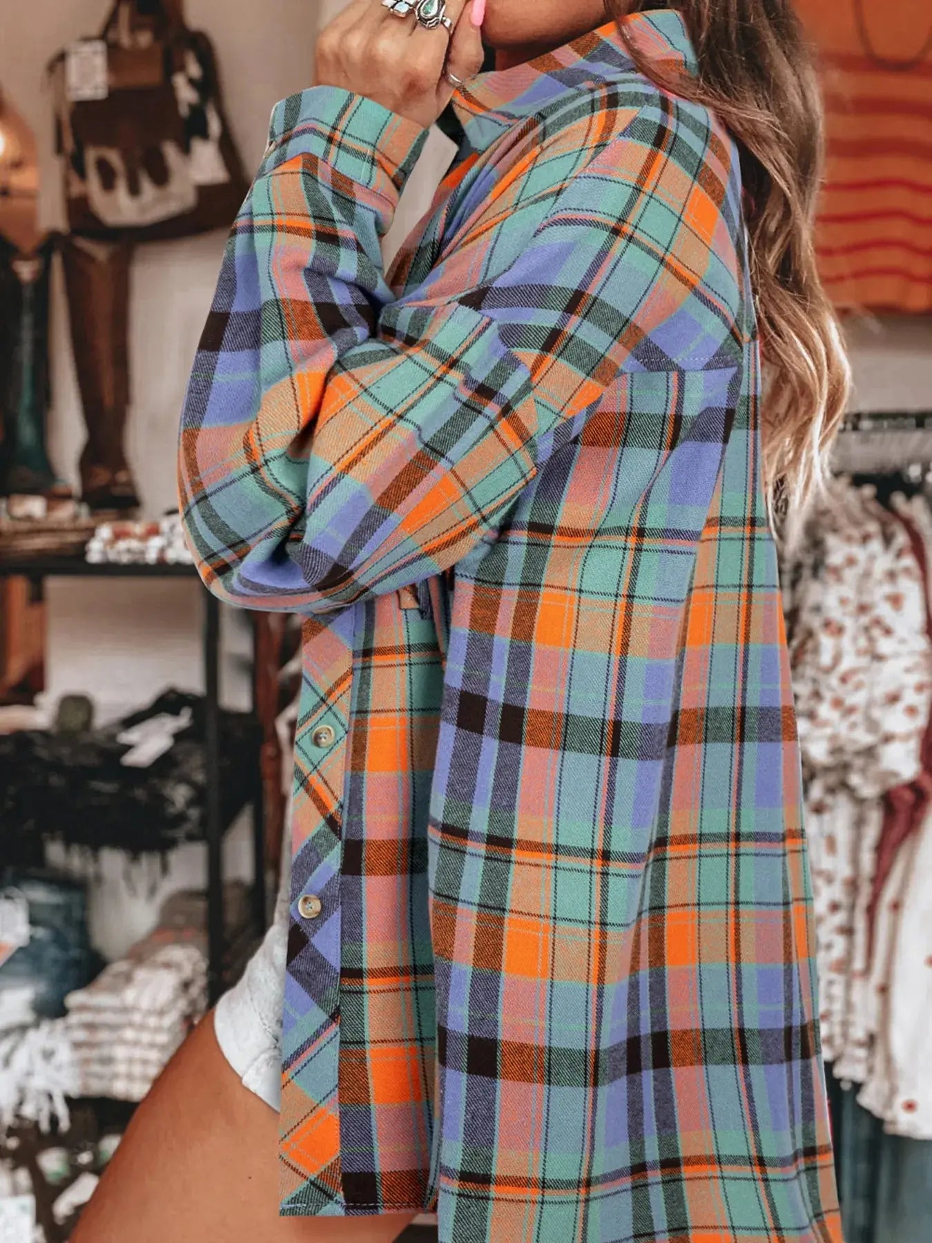 Oversized Plaid Button Up Long Sleeve Shirt - Be Bliss Boutique