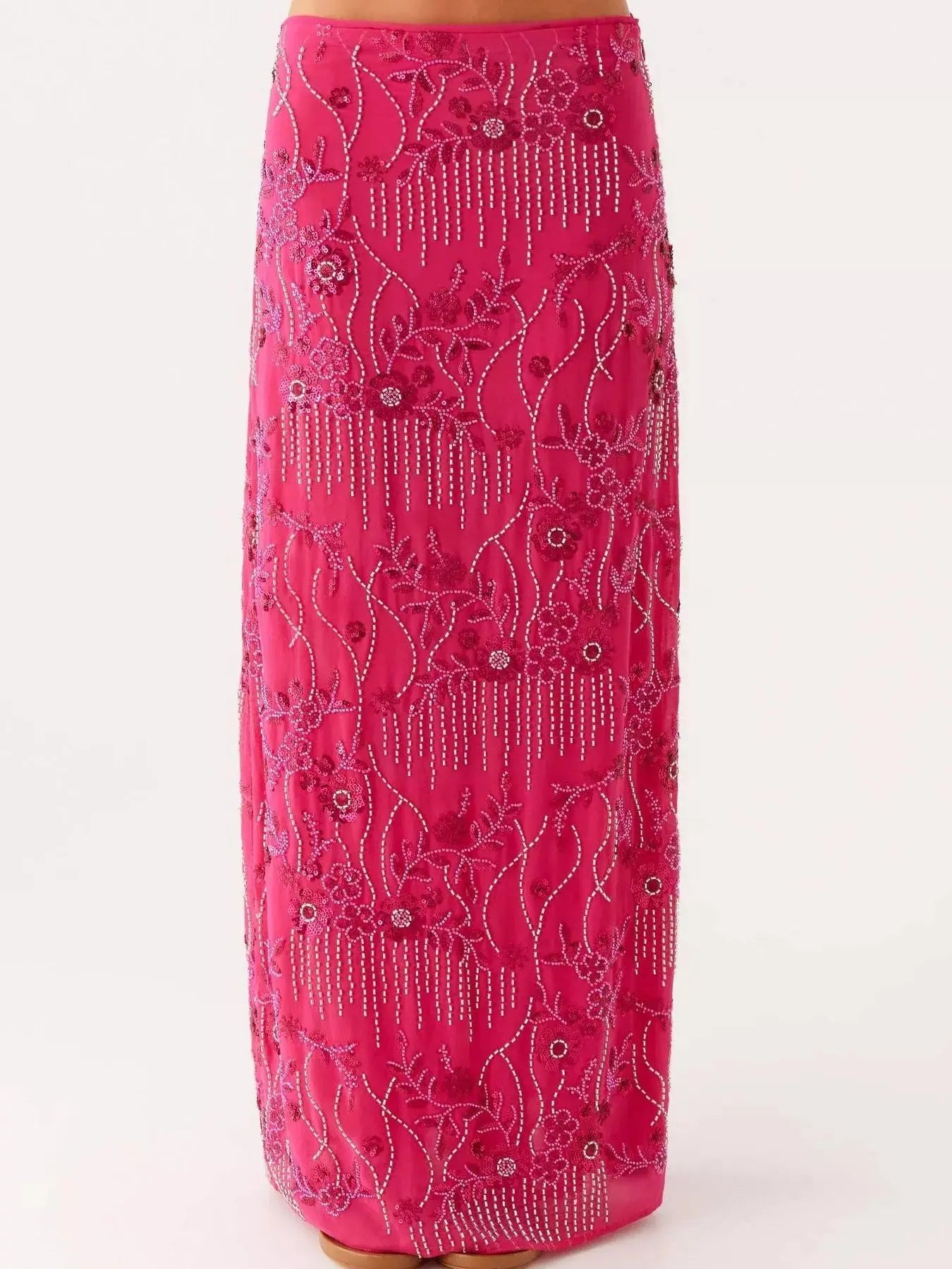 Embroidered Sequin Maxi Skirt - Be Bliss Boutique