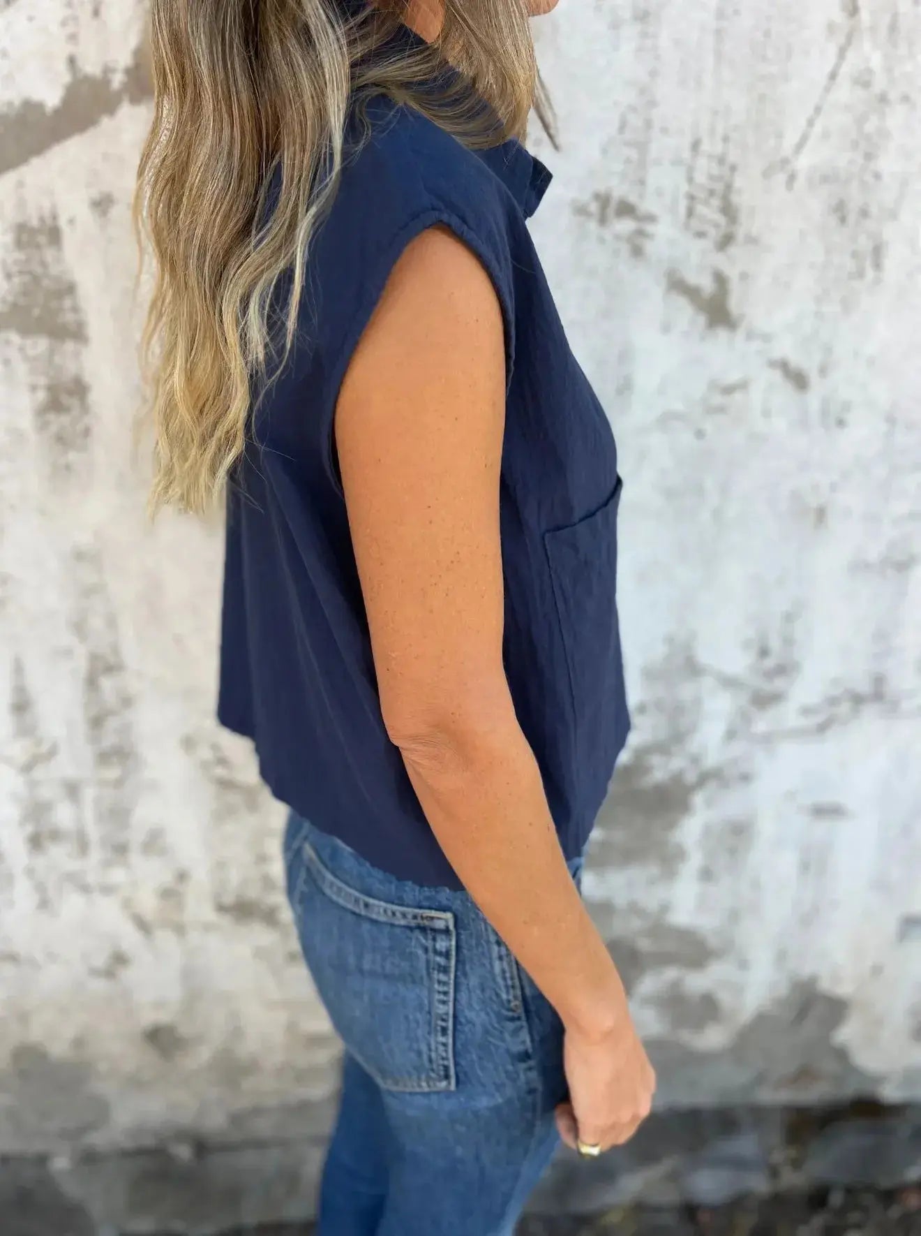 Full Size Cap Sleeve Button Down Linen Shirt - Be Bliss Boutique