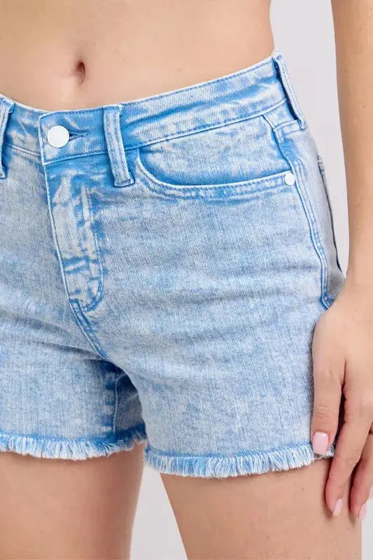 Judy Blue Jeans - Full Size Mid Rise Garment Dyed Denim Shorts - Be Bliss Boutique