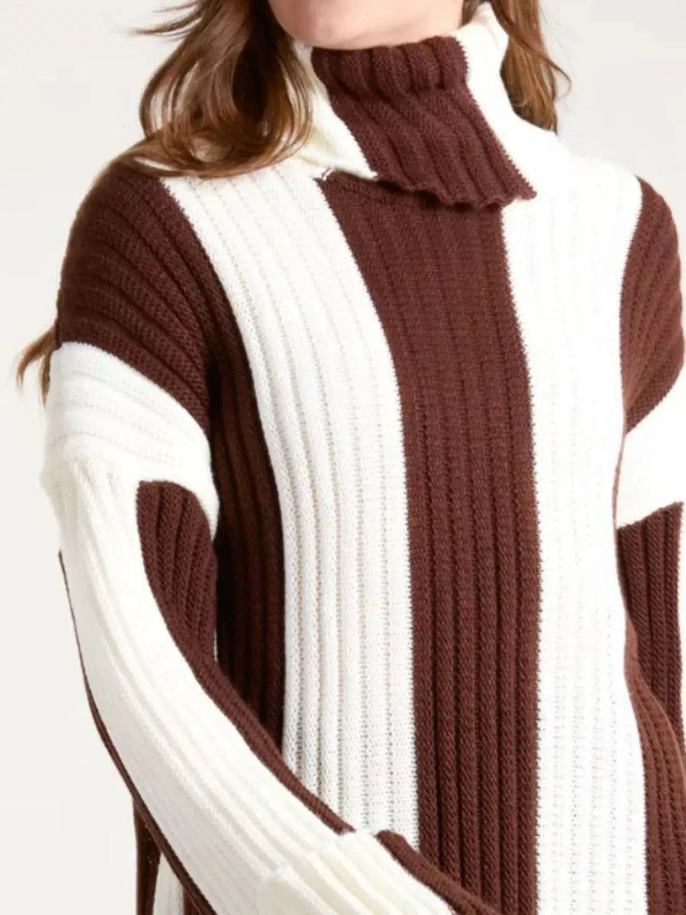 Color Block Ribbed Turtleneck Sweater - Be Bliss Boutique