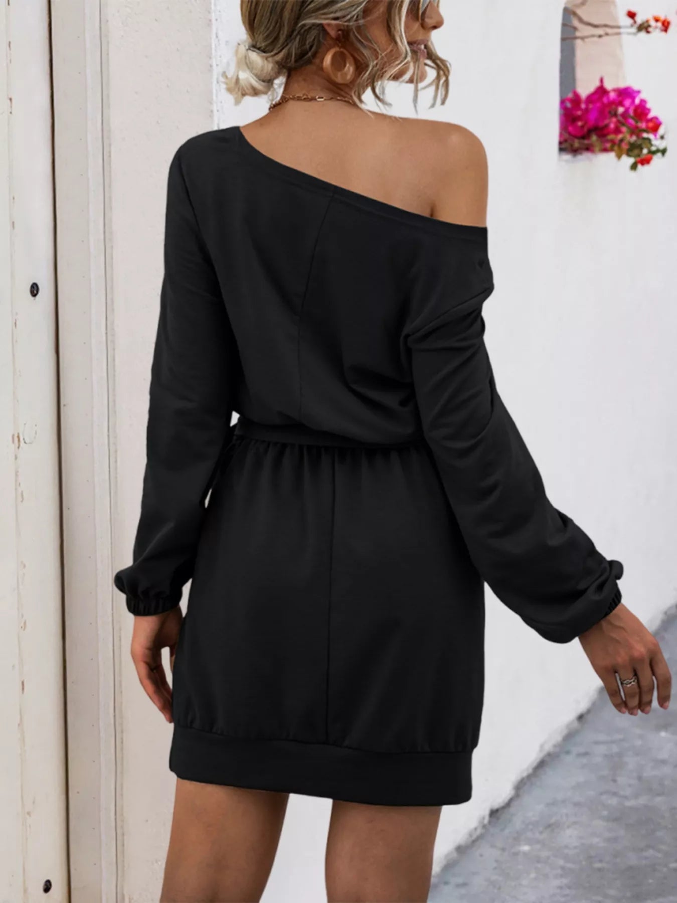 One Shoulder Tie Waist Dress - Be Bliss Boutique