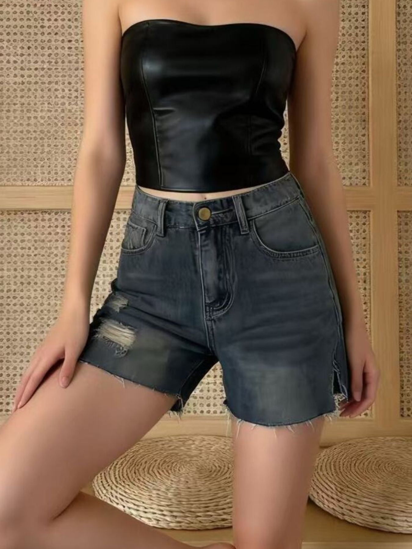 Distressed Denim Shorts - Be Bliss Boutique