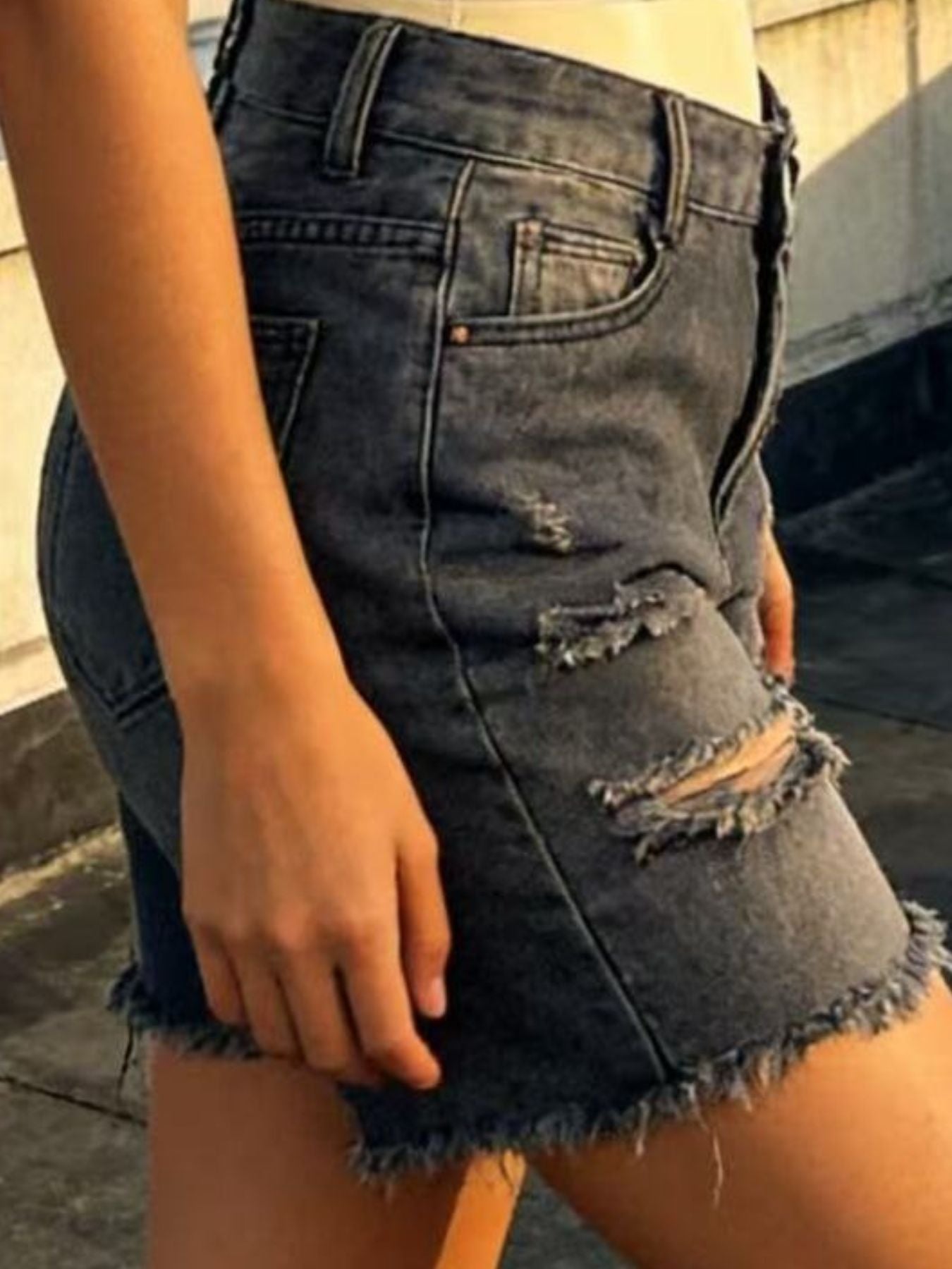 Plus Size Ripped Frayed Hem Denim Shorts - Be Bliss Boutique