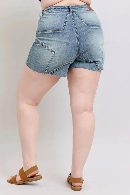 Judy Blue Jeans - Plus Size High Waist Star Seam Detail Denim Shorts - Be Bliss Boutique