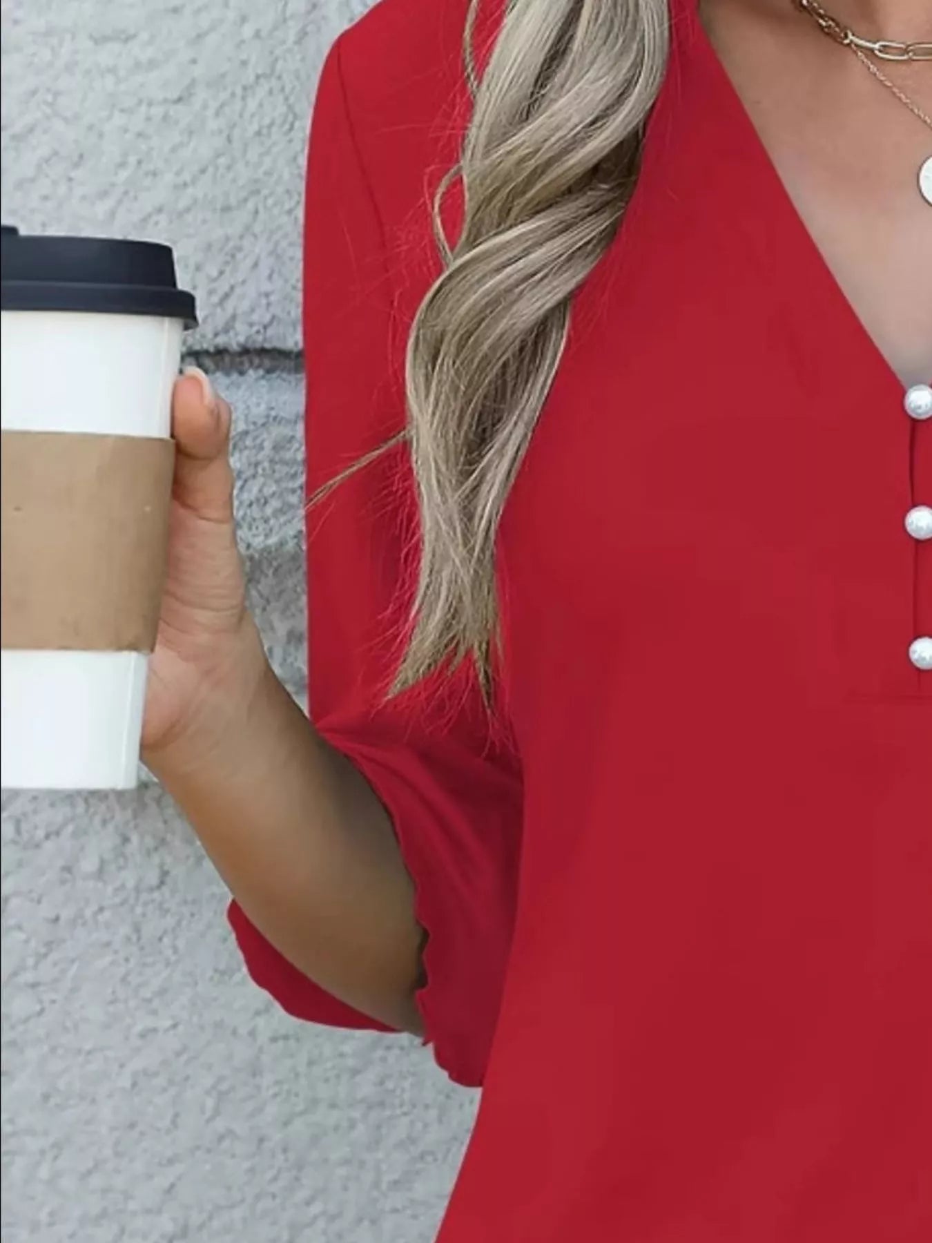 Full Size Notched Flounce Sleeve Blouse Plus Size - Be Bliss Boutique