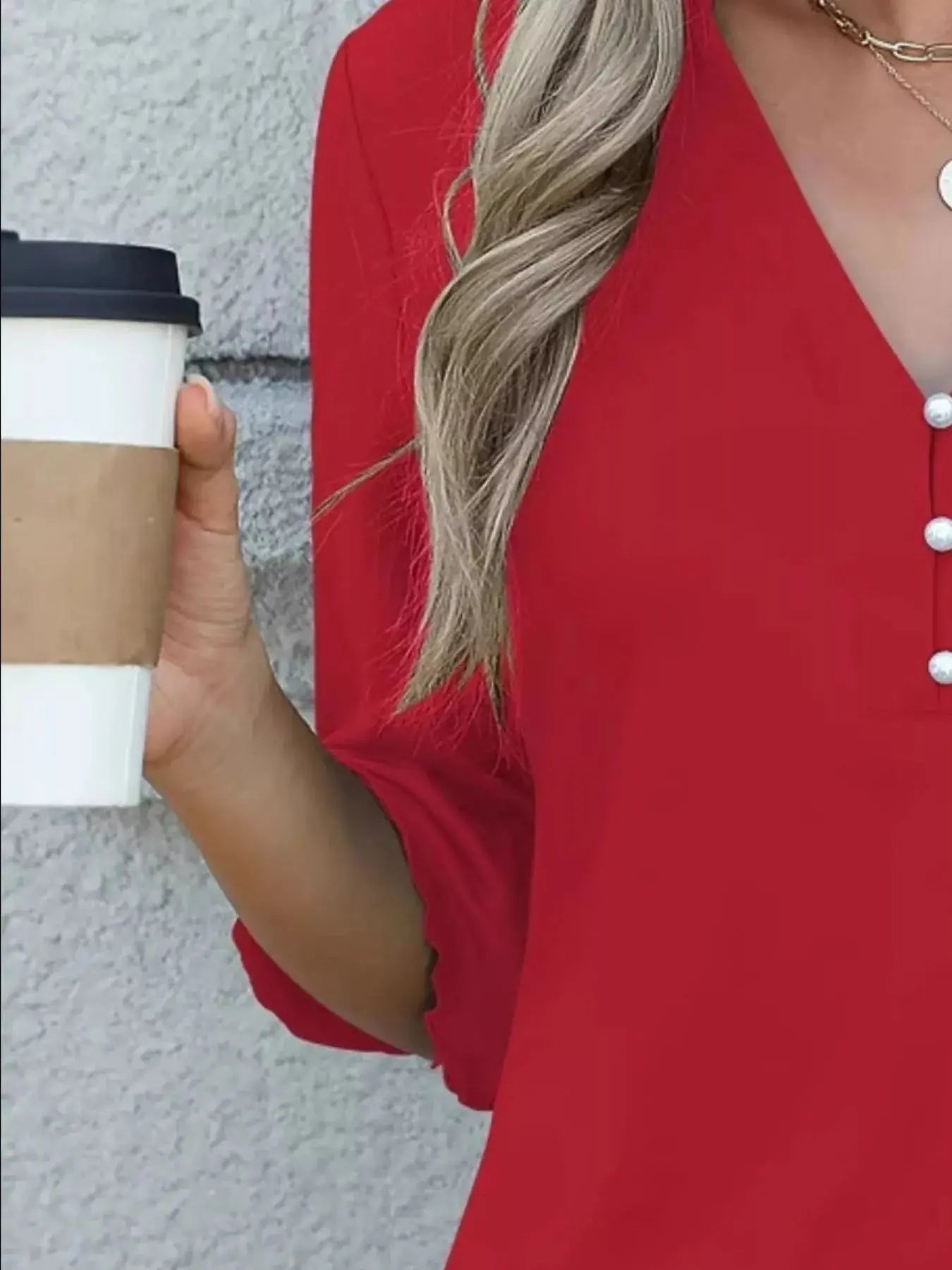 Full Size Notched Flounce Sleeve Blouse - Be Bliss Boutique