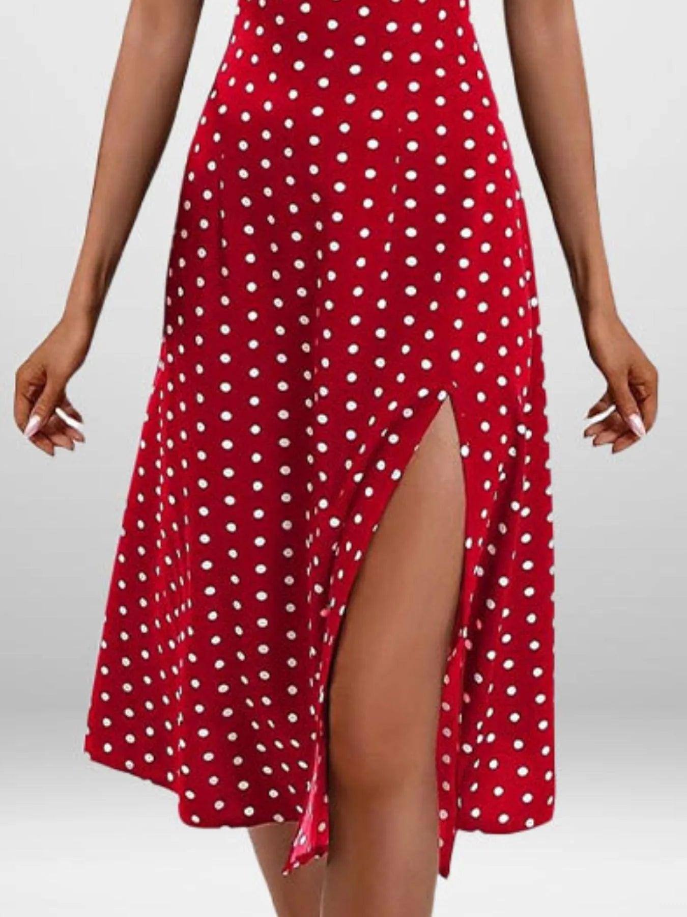 Full Size Slit Printed Cami Midi Dress - Be Bliss Boutique
