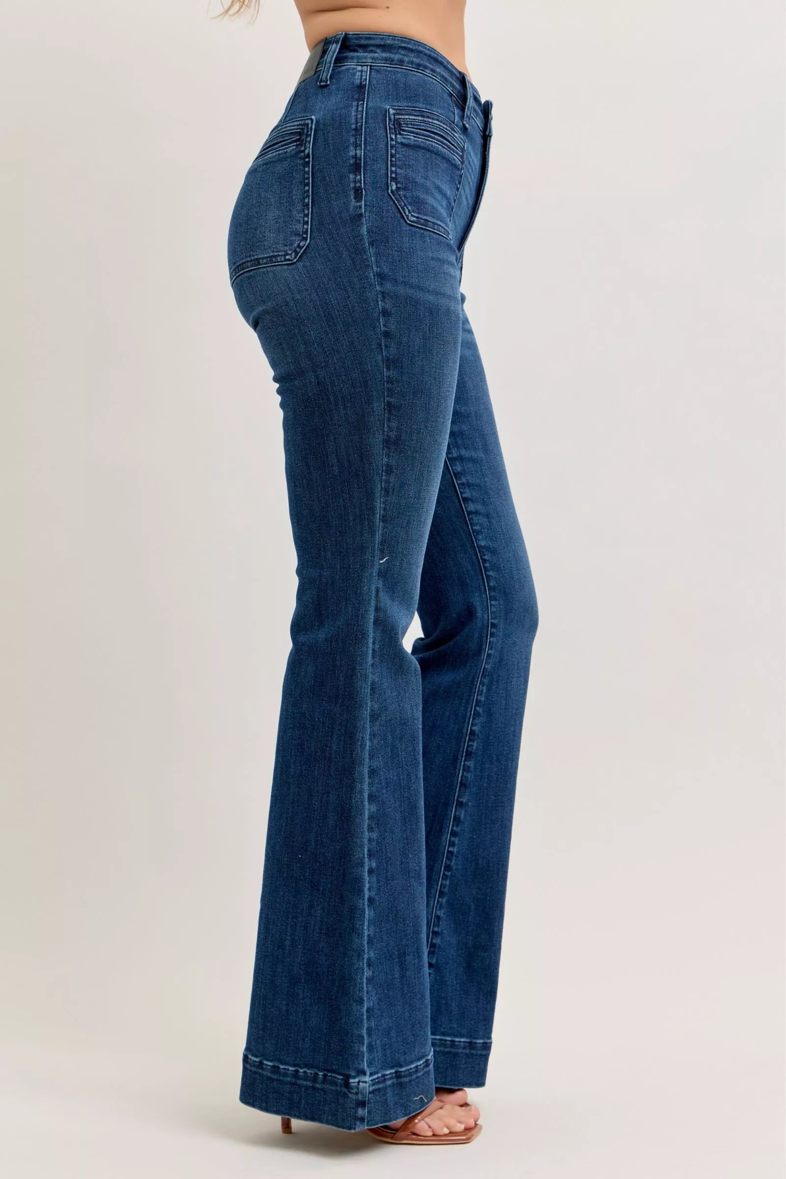 Judy Blue Jeans - High-Waisted Flare Jeans with Front Pockets - Be Bliss Boutique