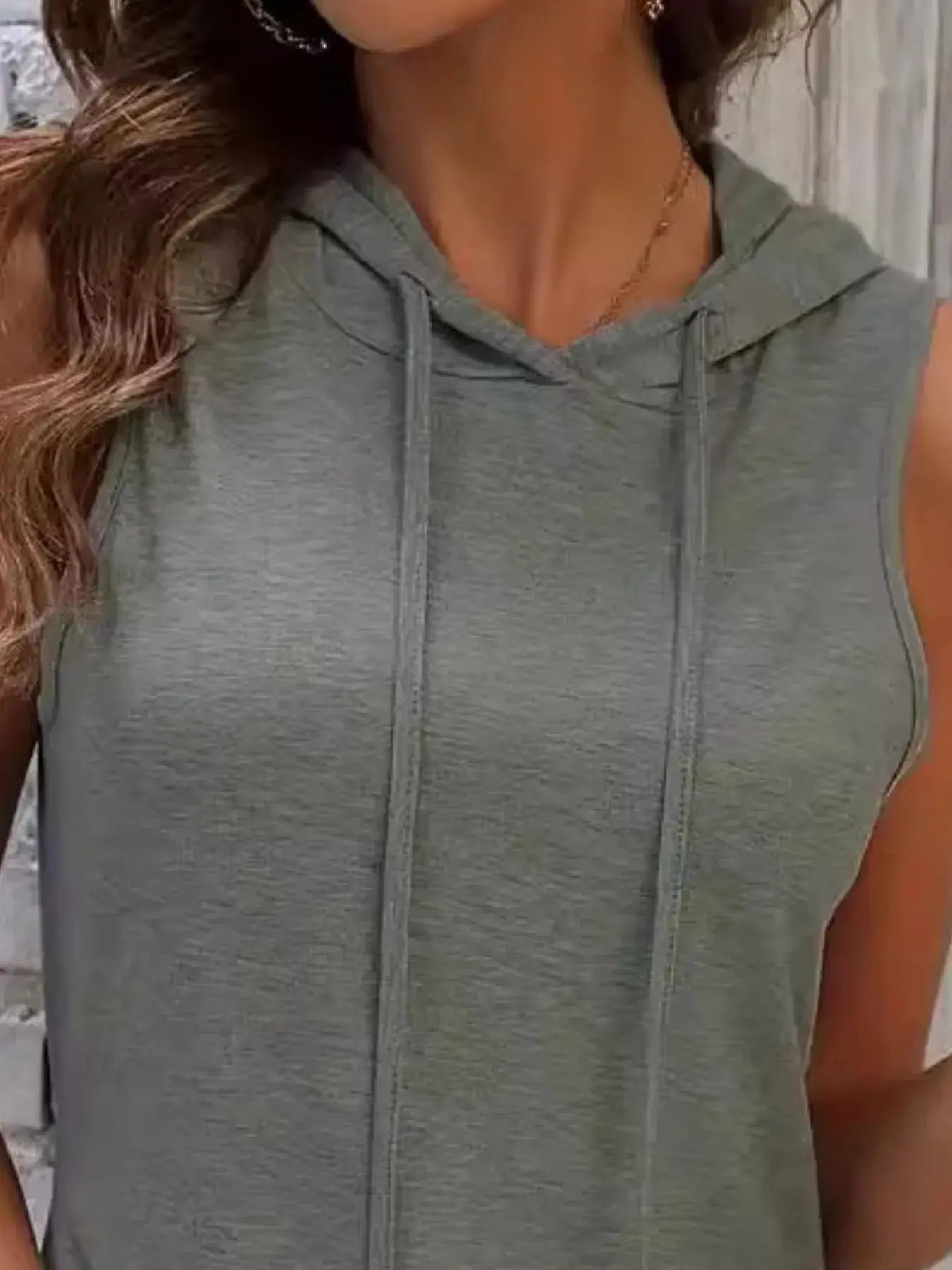 Full Size Drawstring Casual Sleeveless Hooded Mini Dress - Be Bliss Boutique