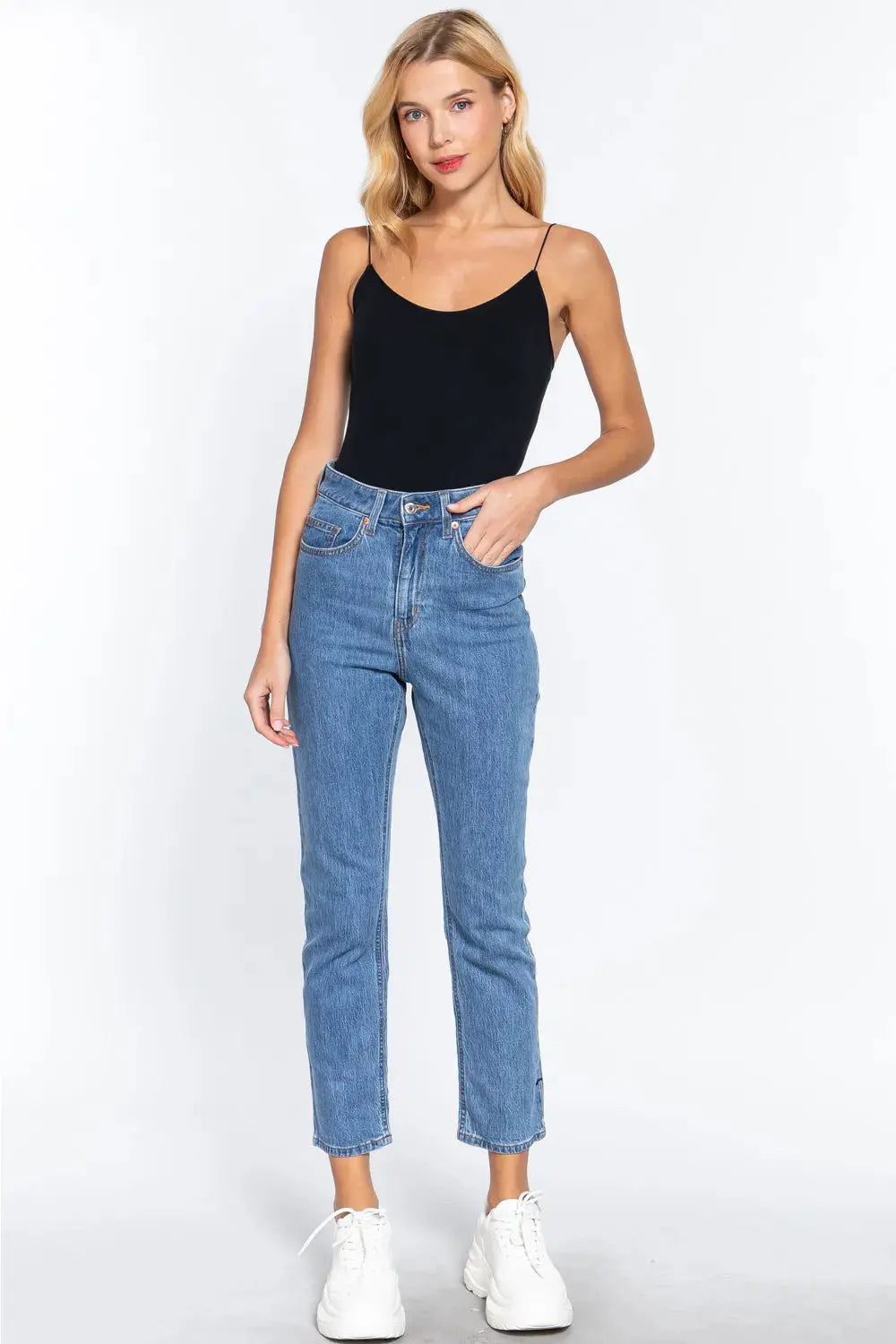 ACTIVE BASIC Ribbed Round Neck Seamless Cami Bodysuit - Be Bliss Boutique