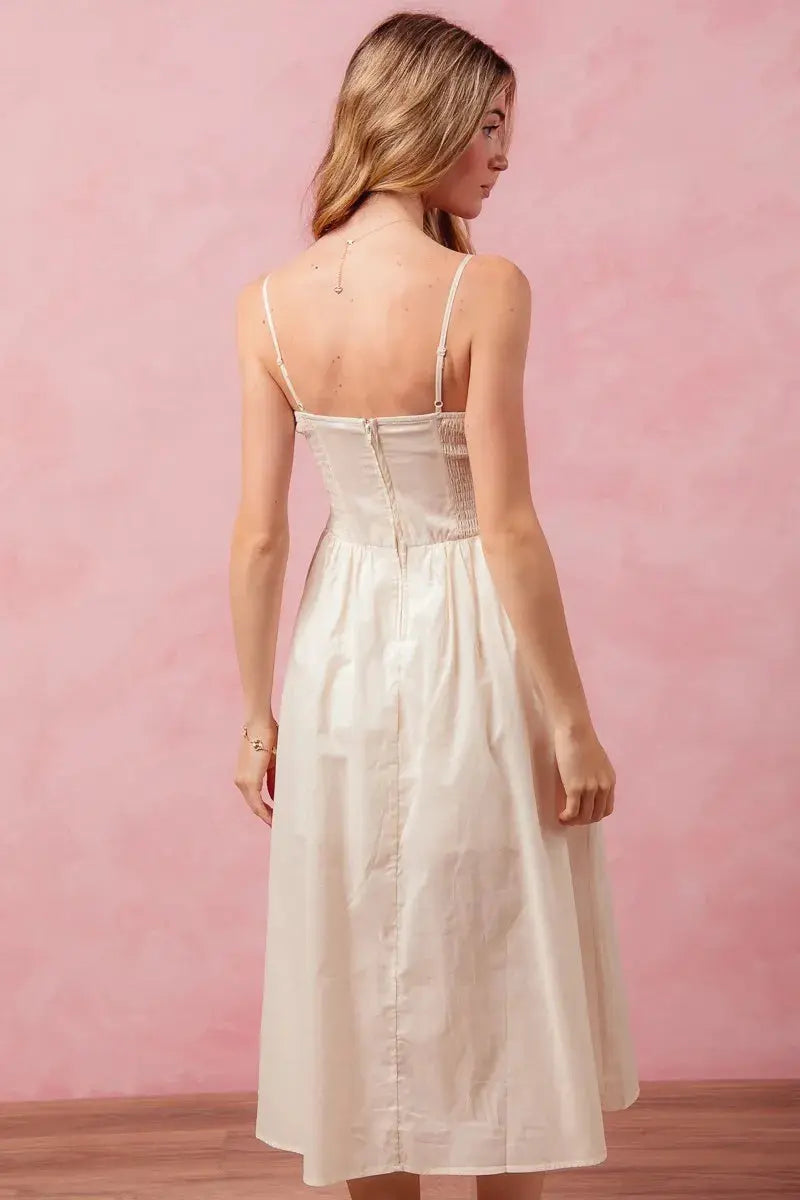 SO ME Smocked Sleeveless Everyday Casual Midi Dress with Slit - Be Bliss Boutique