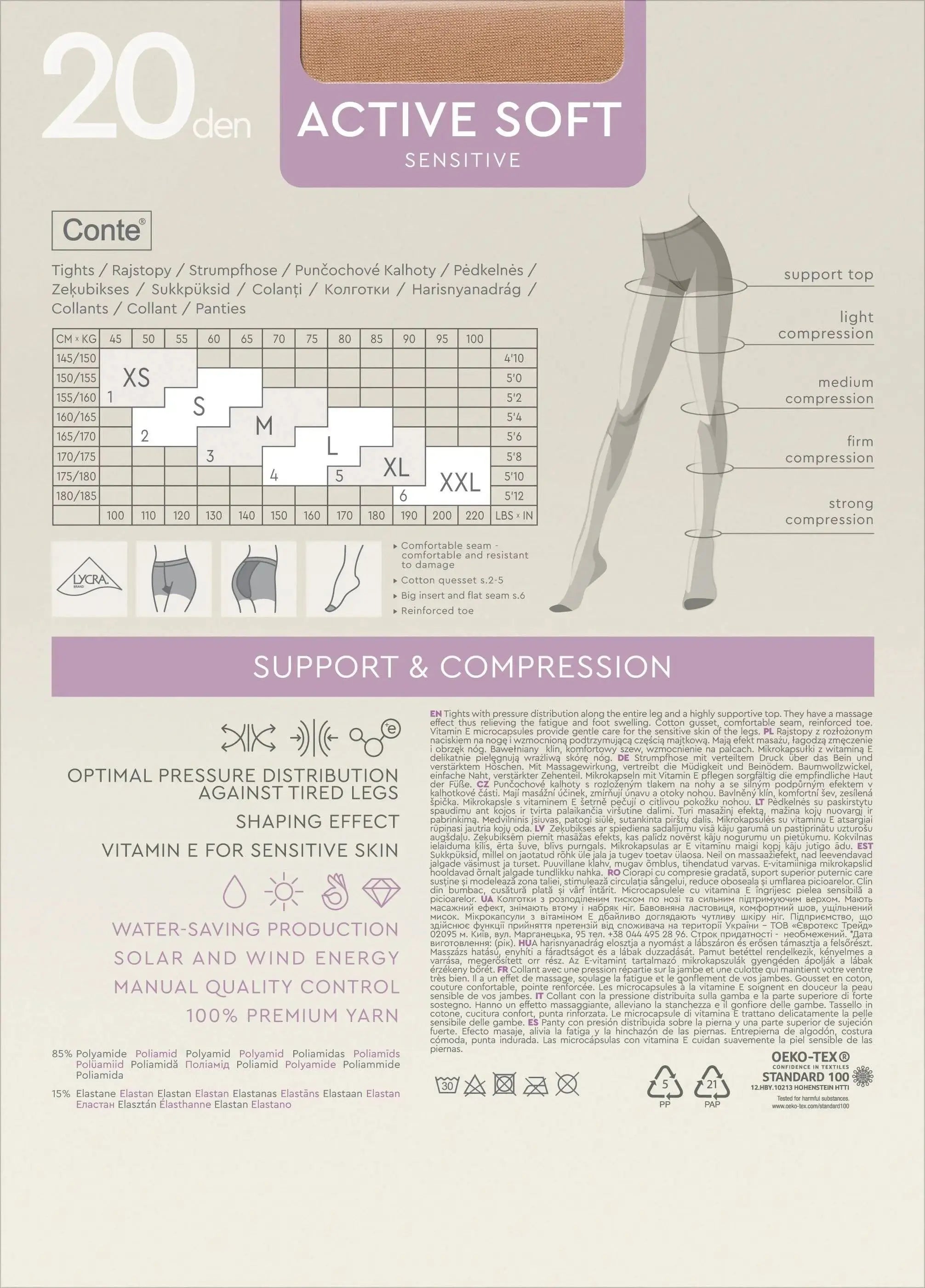 Conte Tights Active Soft 20 Den - Shaping Support with Vitamin E - Be Bliss Boutique