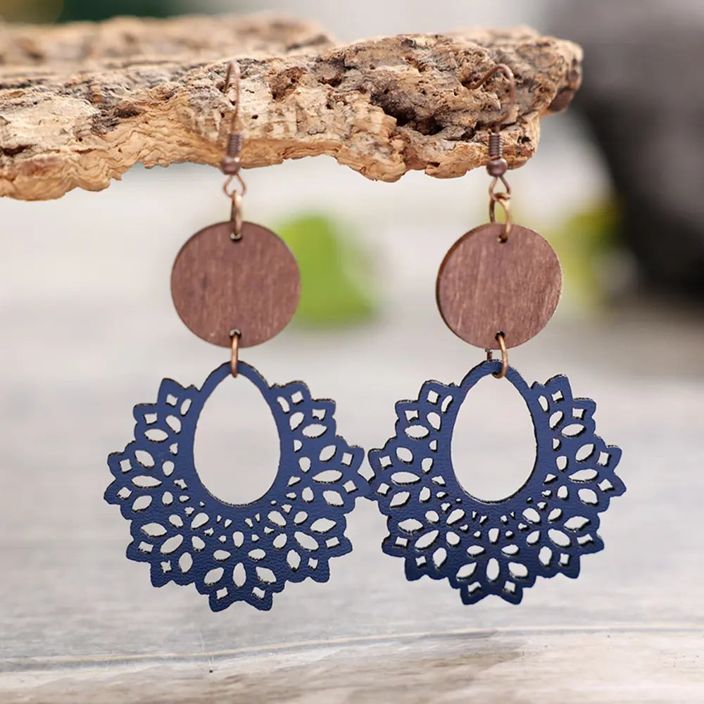Boho Mandala Geometric Cutout Dangle Earrings - Be Bliss Boutique