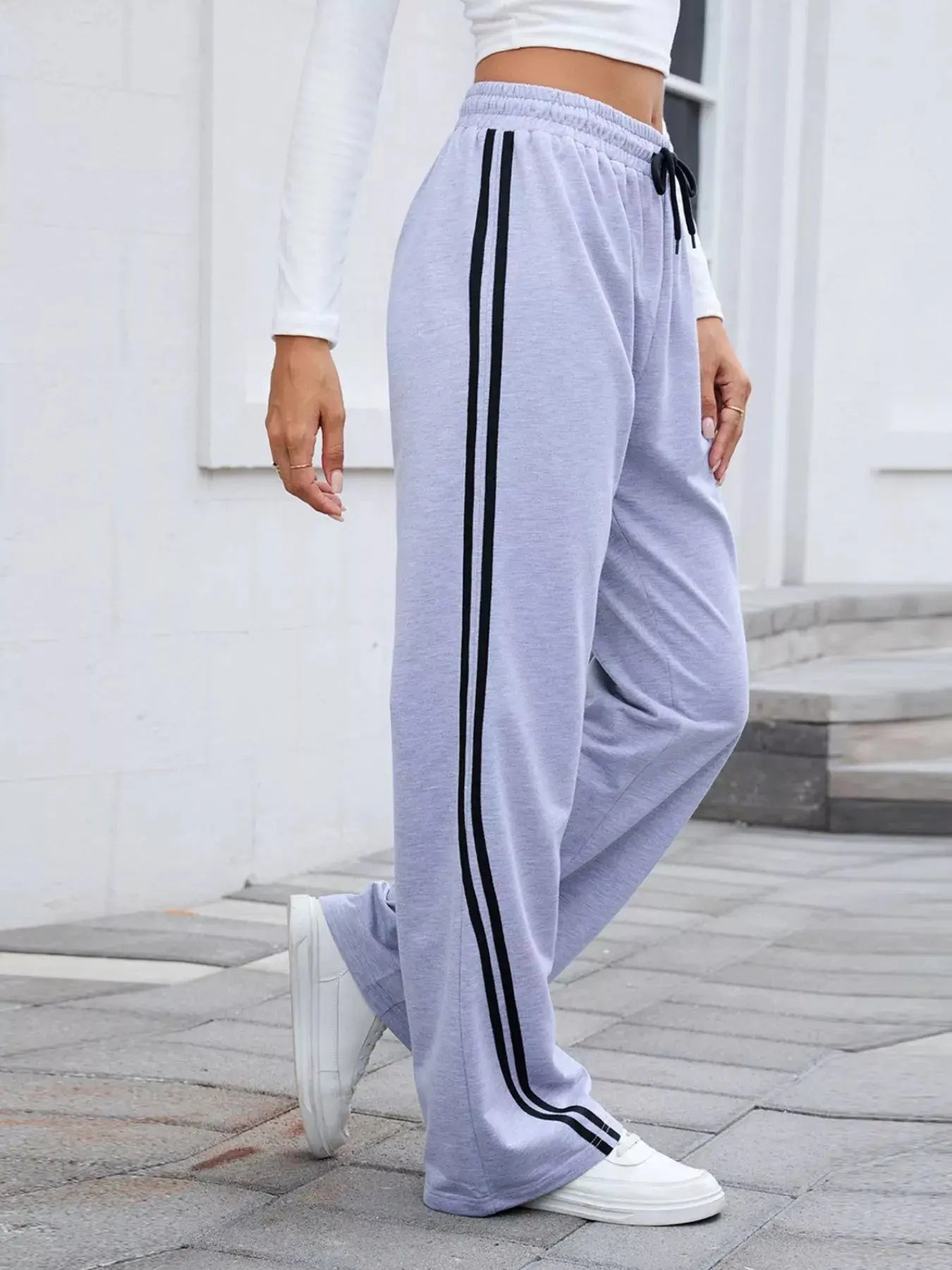 Side Striped Wide Leg Pants - Be Bliss Boutique