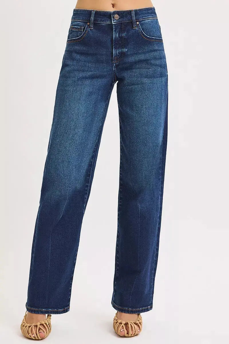 RISEN Jeans - Mid Rise Wide Baggy Jeans - Be Bliss Boutique