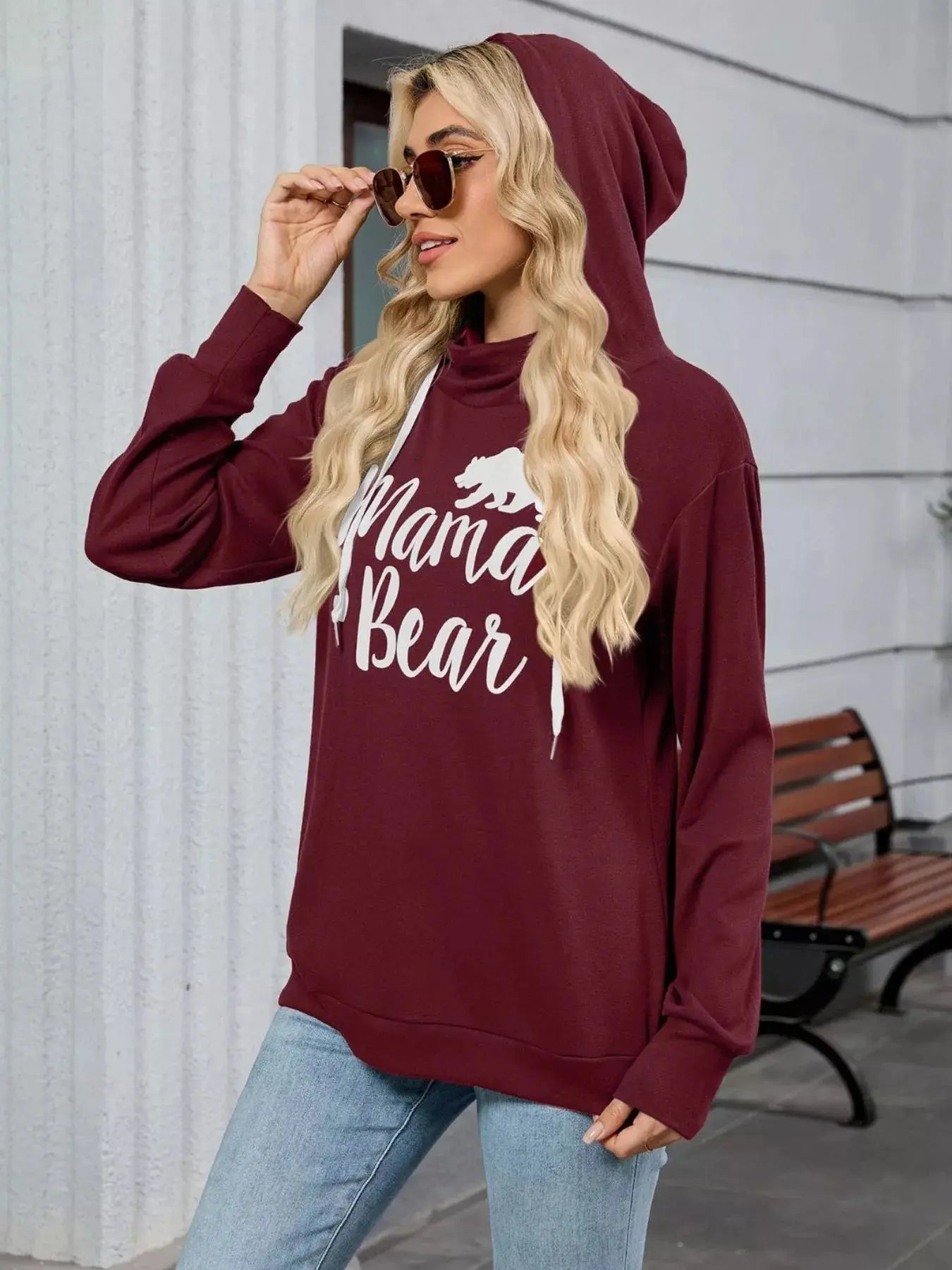 Mama Bear Drawstring Womens Long Sleeve Hoodie - Be Bliss Boutique