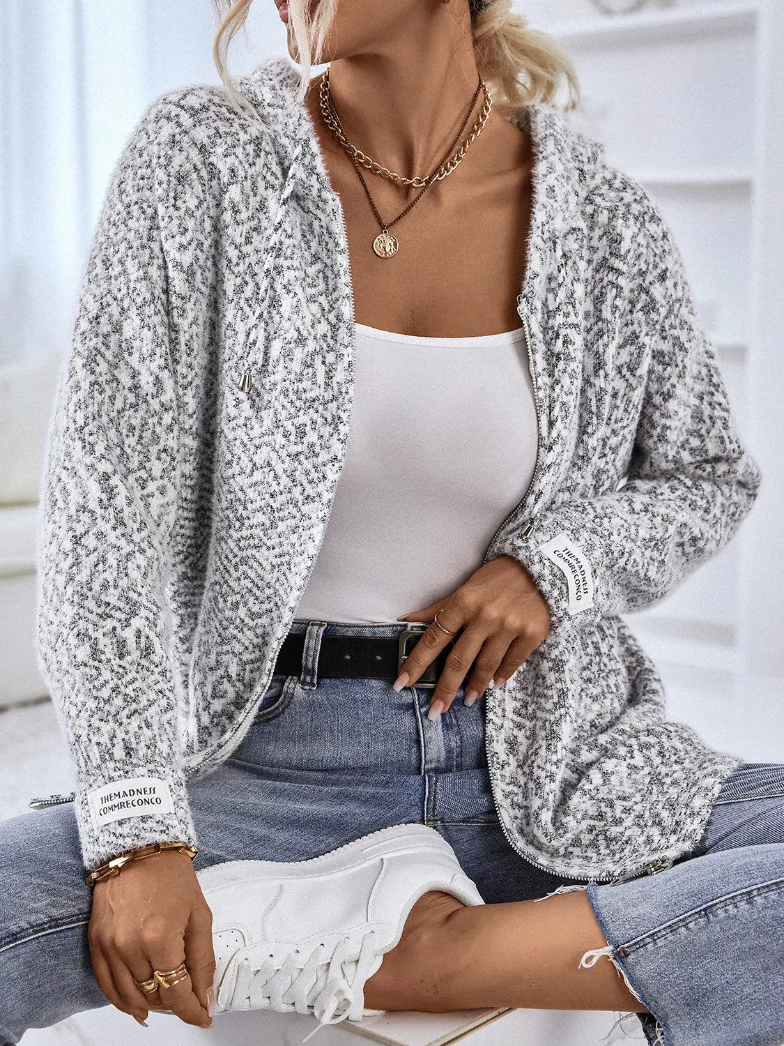 Zip-Up Hooded Sweater - Be Bliss Boutique