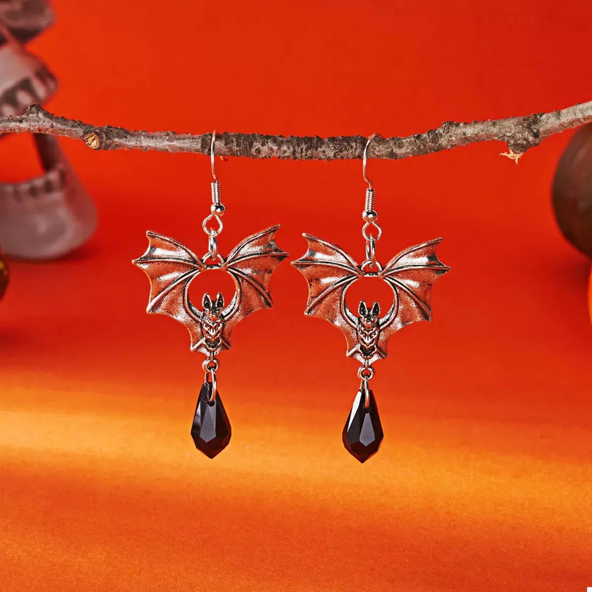 Gothic Bat Halloween Drop Earrings - Be Bliss Boutique