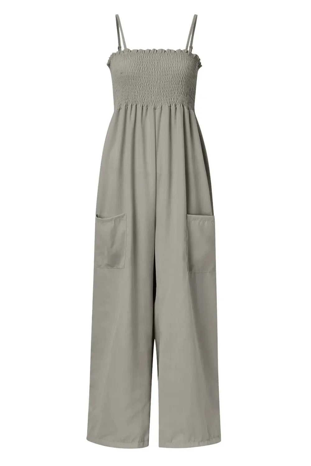 Smocked Spaghetti Strap Wide Leg Jumpsuit - Be Bliss Boutique