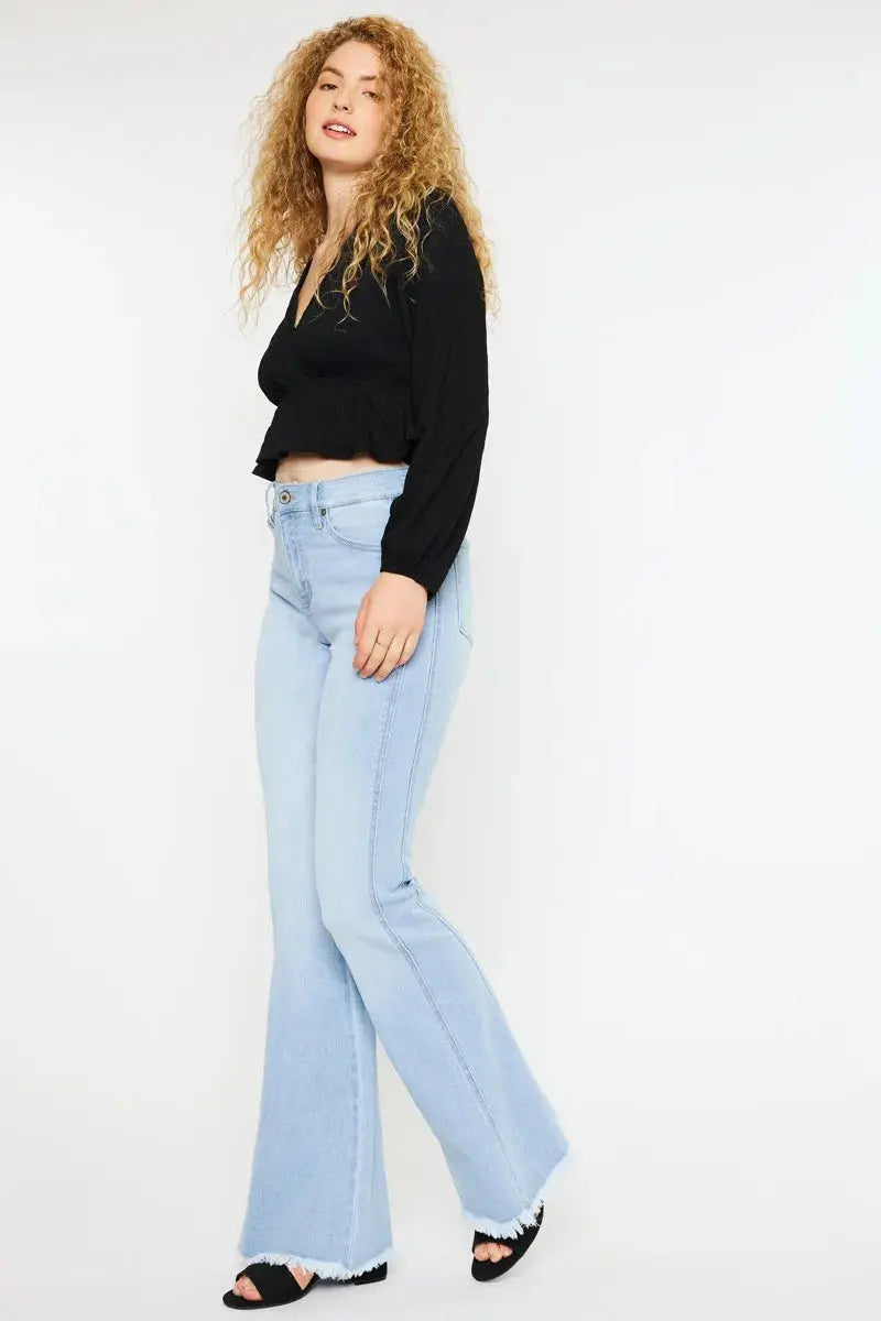 Curvy Kancan High Rise Flare Jeans - Light Wash - Be Bliss Boutique