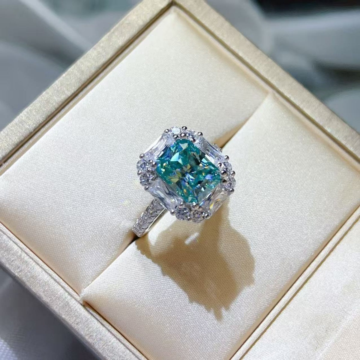 Blue 3 Carat Moissanite Ring 925 Sterling Silver - Be Bliss Boutique