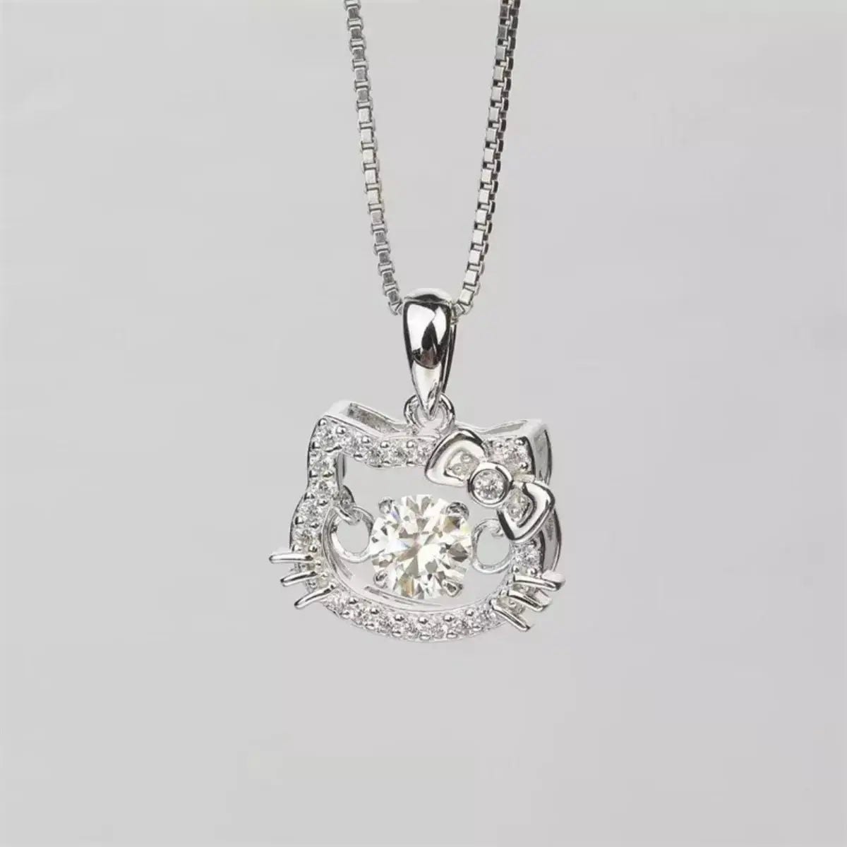 925 Sterling Silver Cat Ear 2 Carat Moissanite Pendant - Be Bliss Boutique