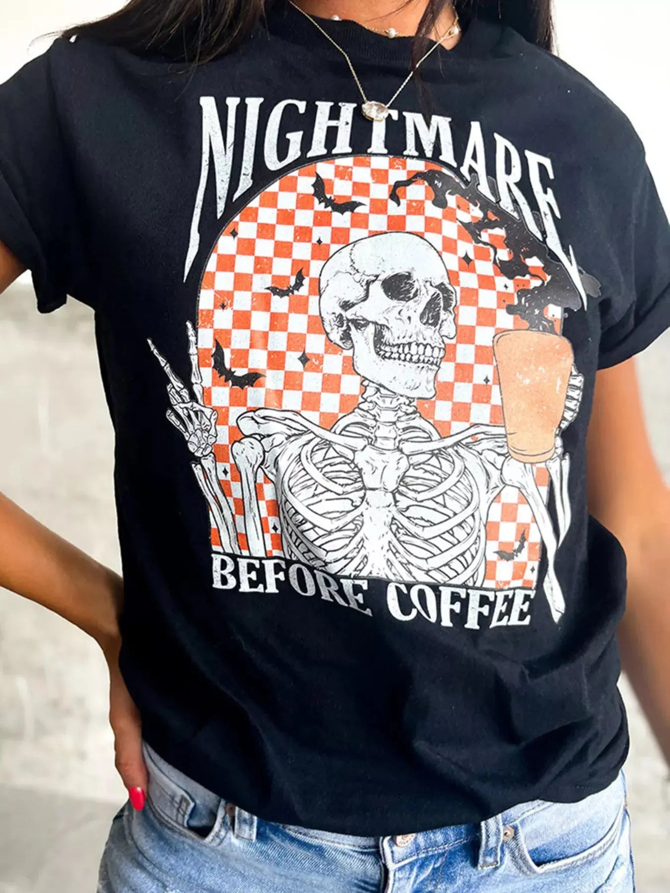 Nightmare Before Coffee Halloween Graphic Tee - Be Bliss Boutique