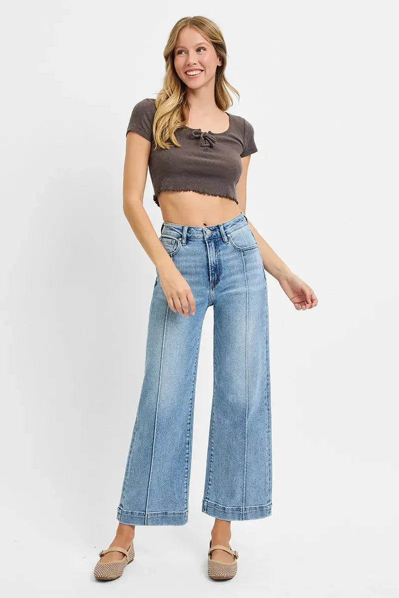 RISEN Jeans - Plus Size High Rise Crop Wide Leg Jeans - Be Bliss Boutique