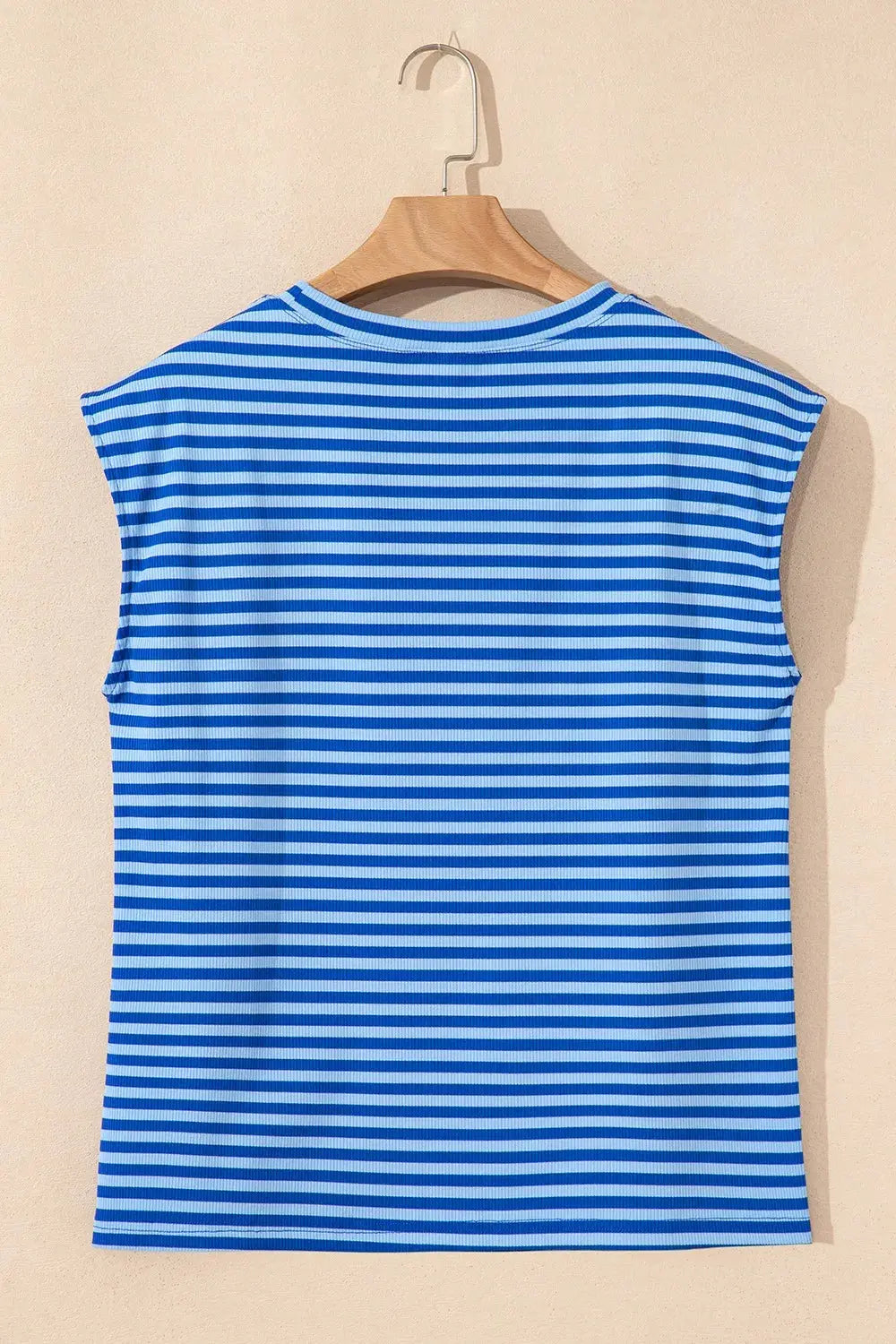 Striped Round Neck Cap Sleeve Slim Fit T Shirt - Be Bliss Boutique