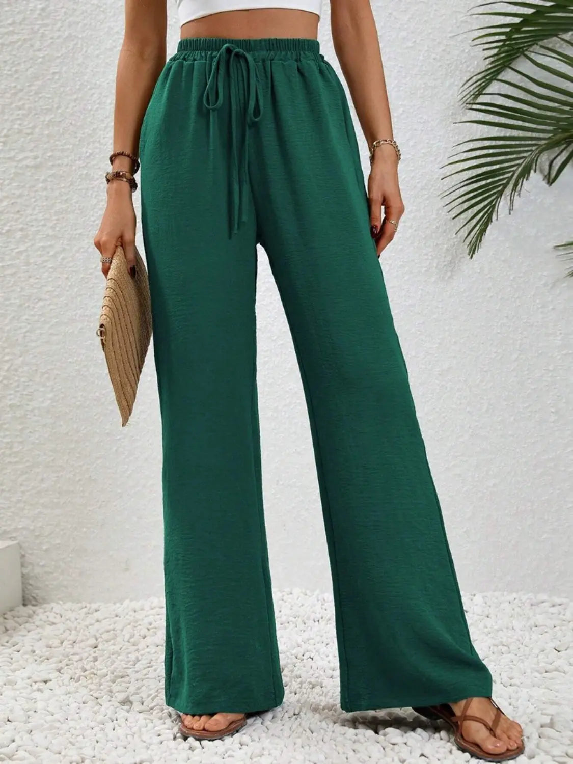 Wide Leg Drawstring Pants - Be Bliss Boutique