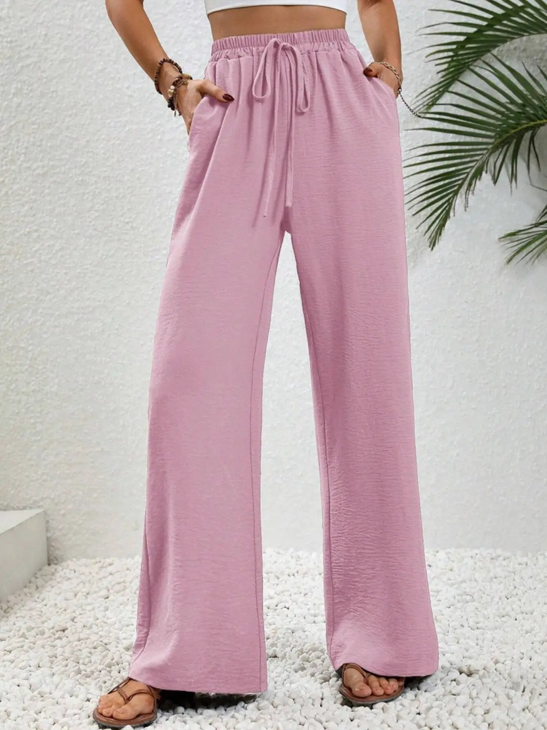 Wide Leg Drawstring Pants - Be Bliss Boutique