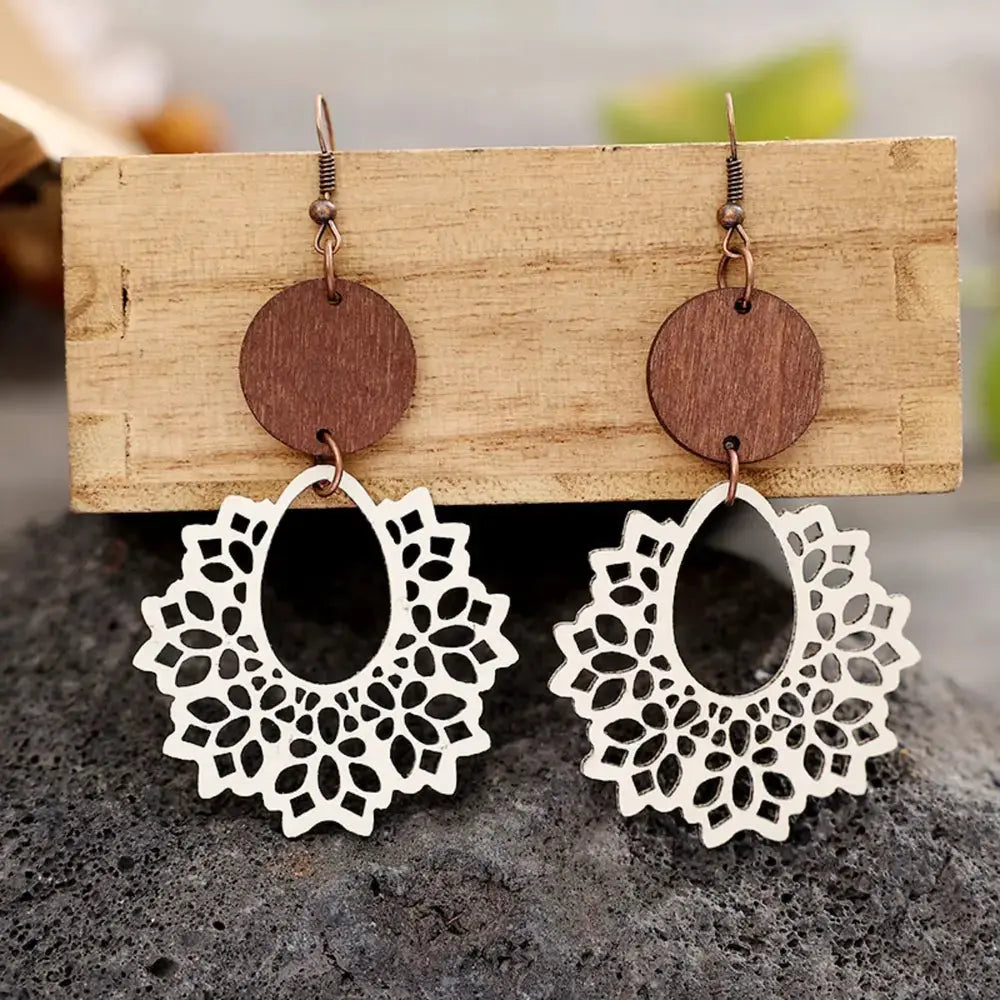 Boho Mandala Geometric Cutout Dangle Earrings - Be Bliss Boutique