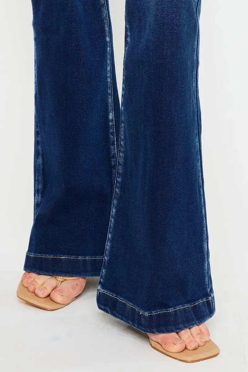 Button Fly Kancan High Rise Flare Jeans - Be Bliss Boutique