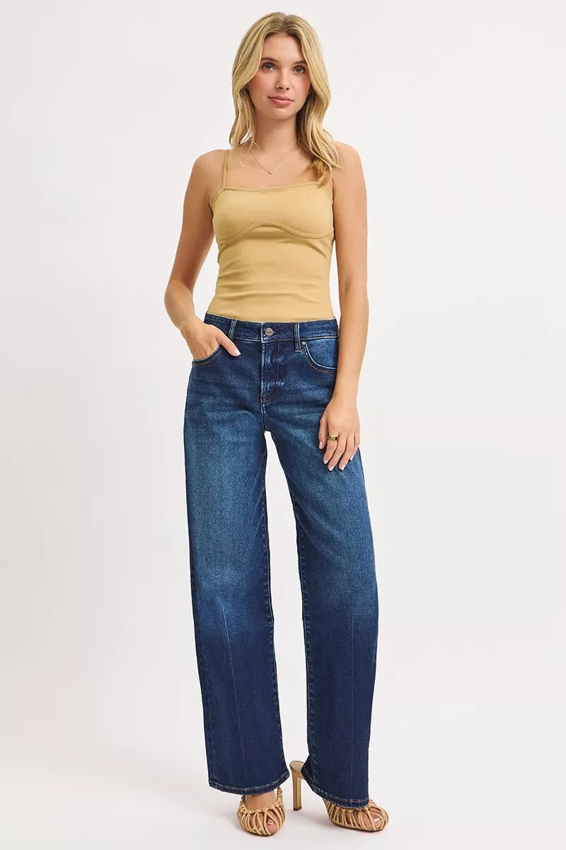 RISEN Mid Rise Wide Baggy Jeans - Be Bliss Boutique