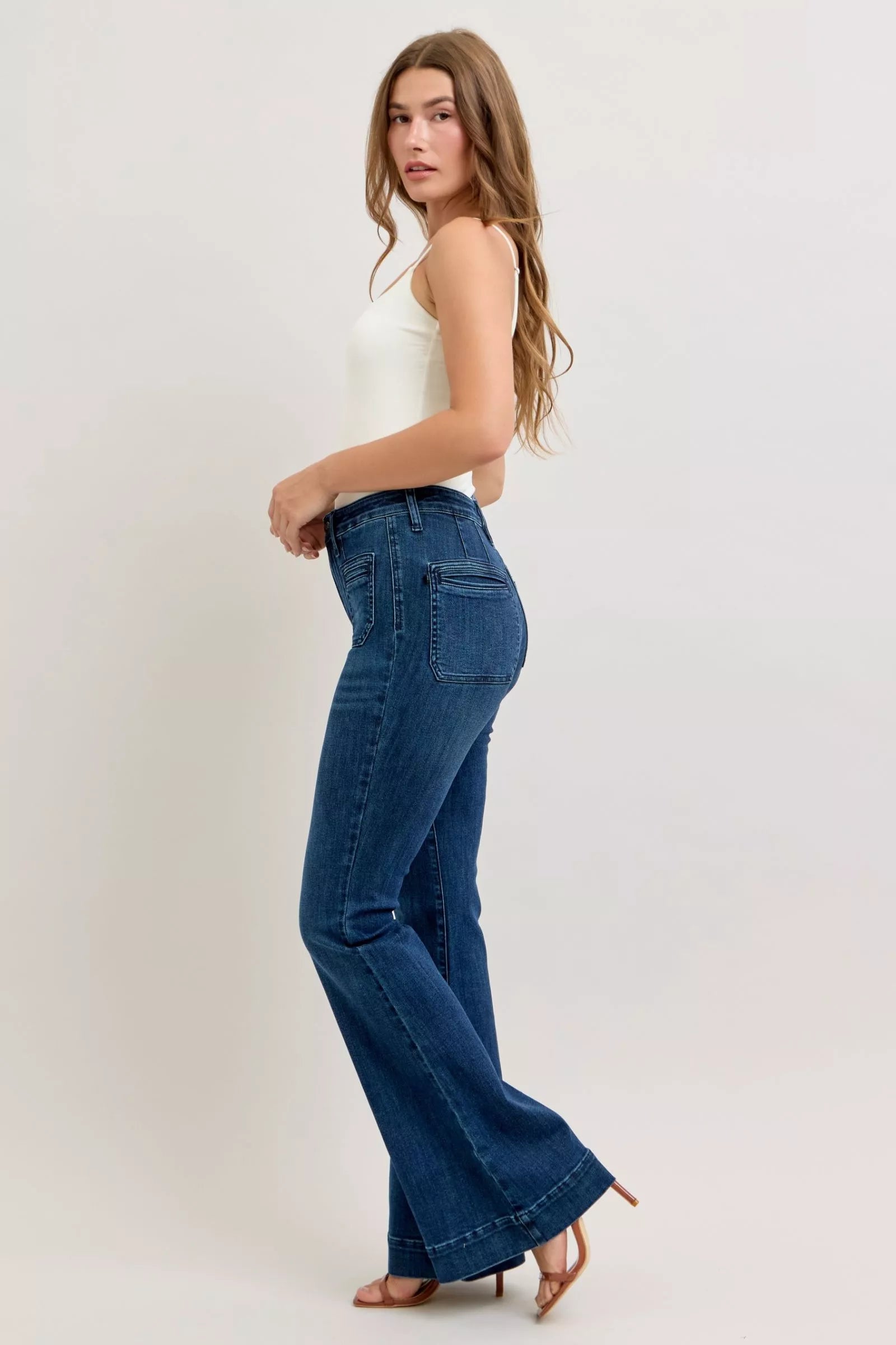Judy Blue Jeans - High-Waisted Flare Jeans with Front Pockets - Be Bliss Boutique