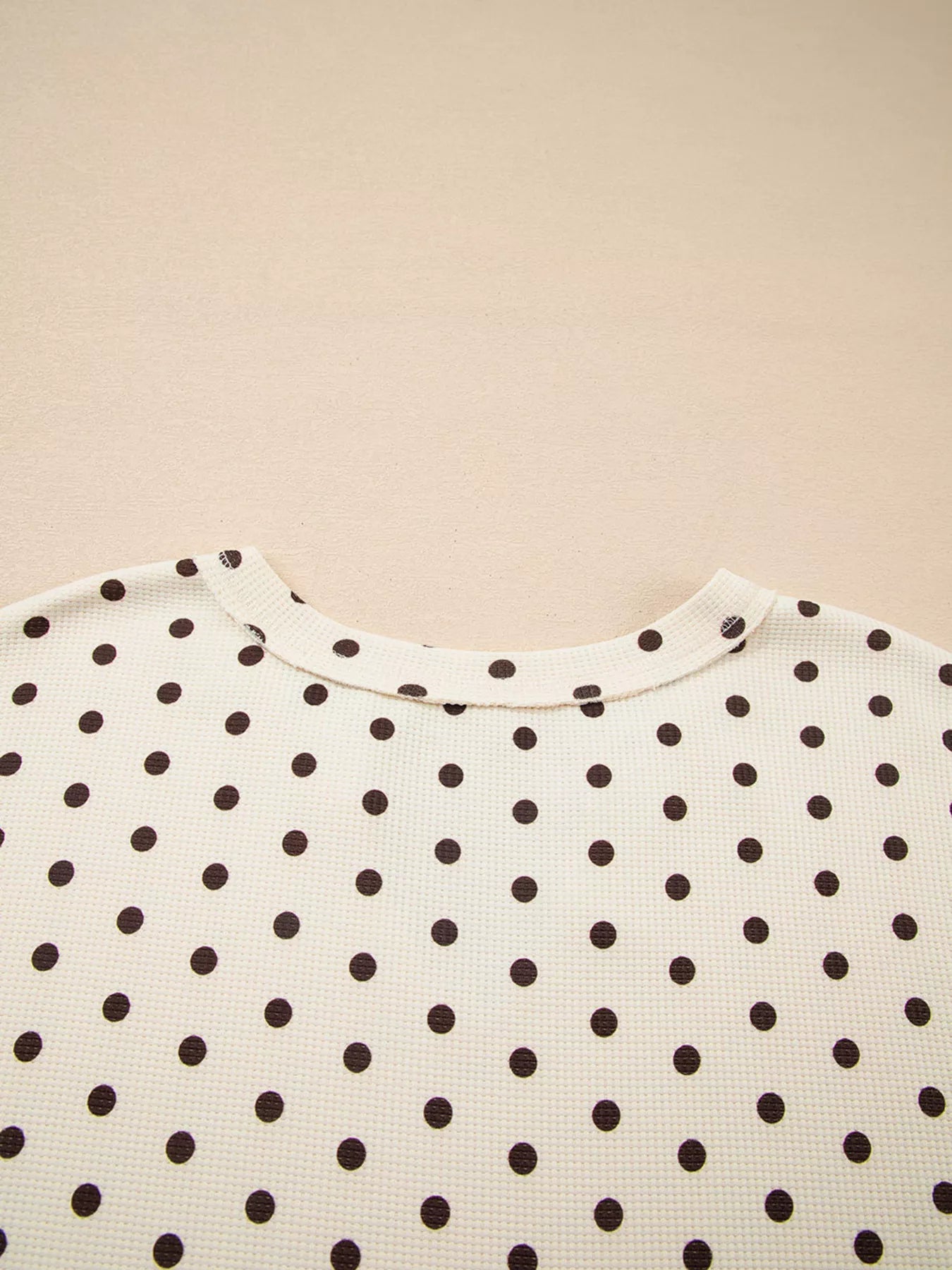 Polka Dot Notched Long Sleeve Top and Drawstring Joggers Lounge Set - Be Bliss Boutique