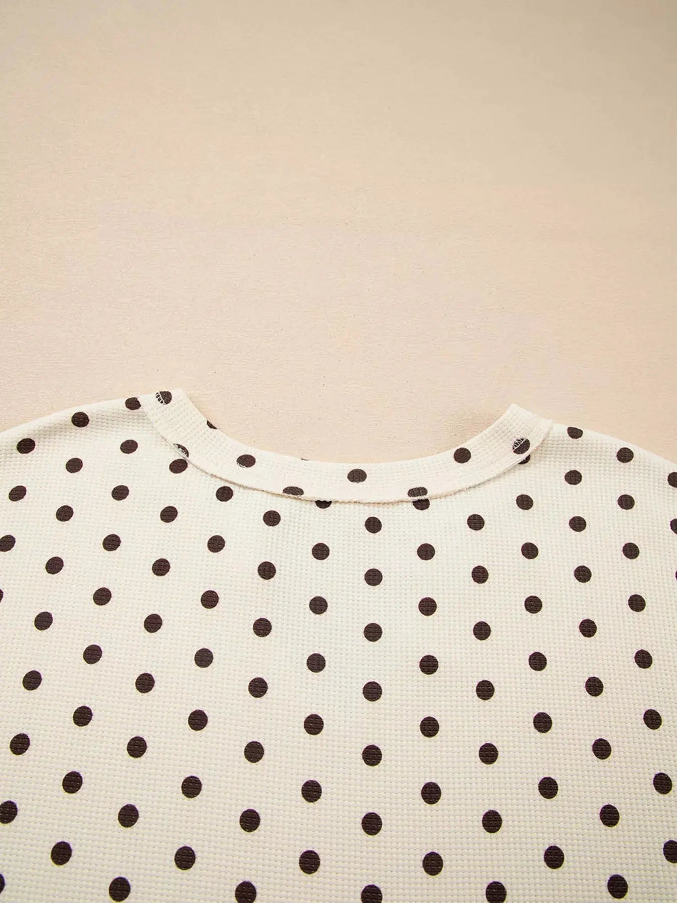 Polka Dot Notched Long Sleeve Top and Drawstring Loungewear Set - Be Bliss Boutique